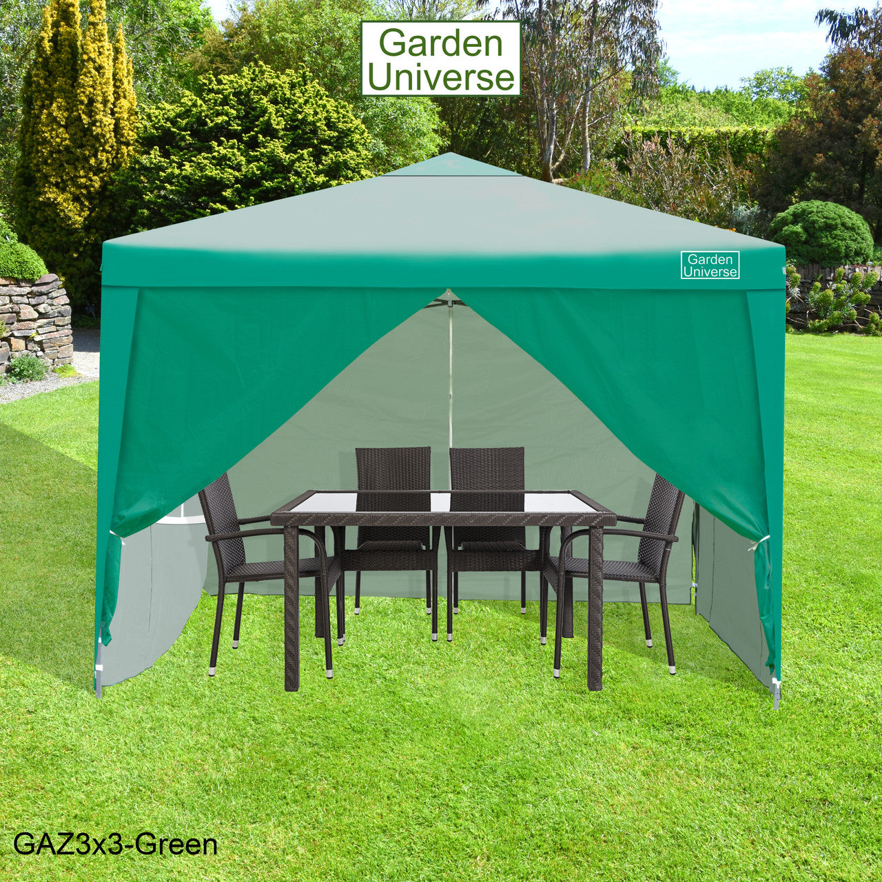 Gazebo 3m x 3m Pop Up in Green with Heavy Duty Frame GAZ3x3-Green