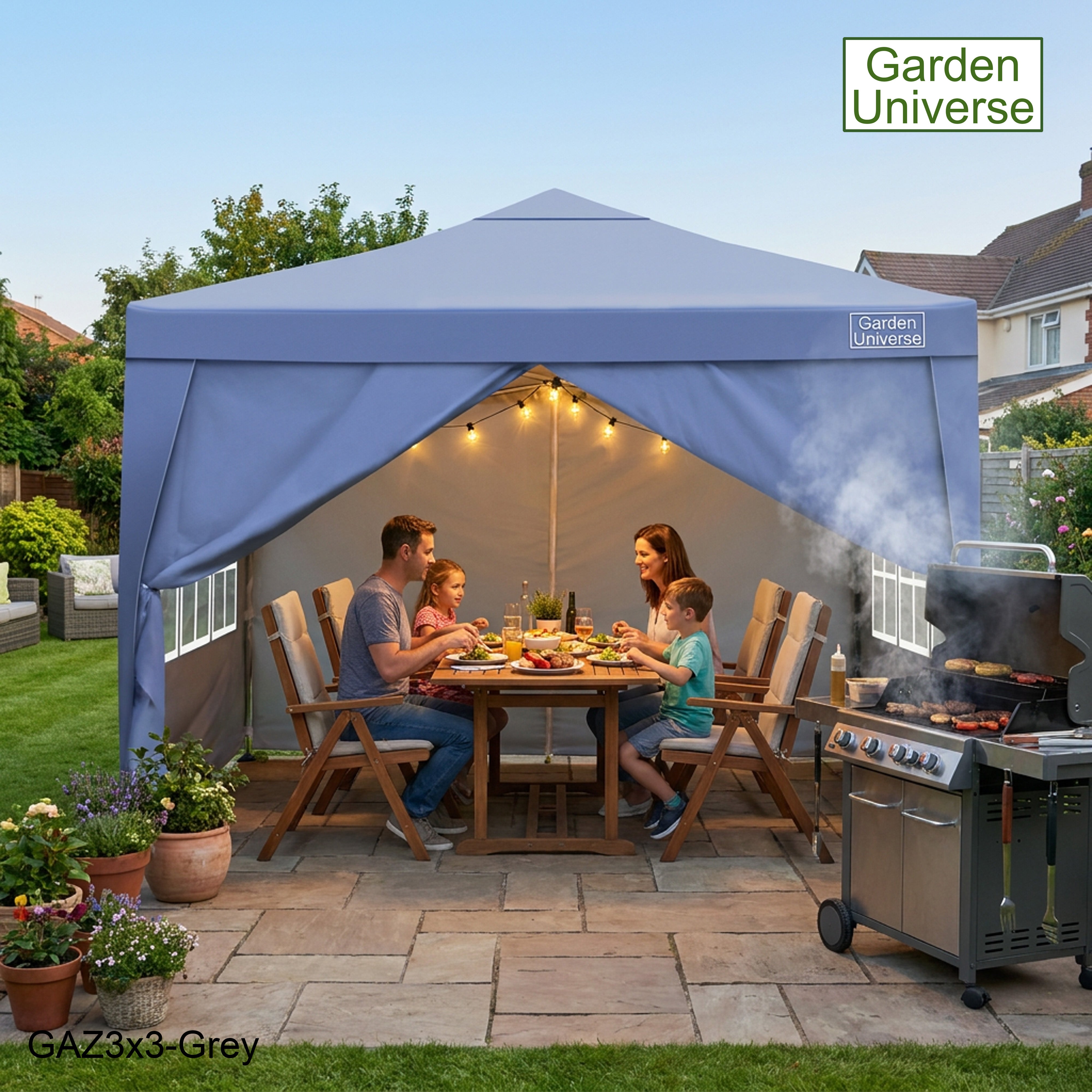 Gazebo 3m x 3m Pop Up in Grey with Heavy Duty Frame GAZ3x3-Grey