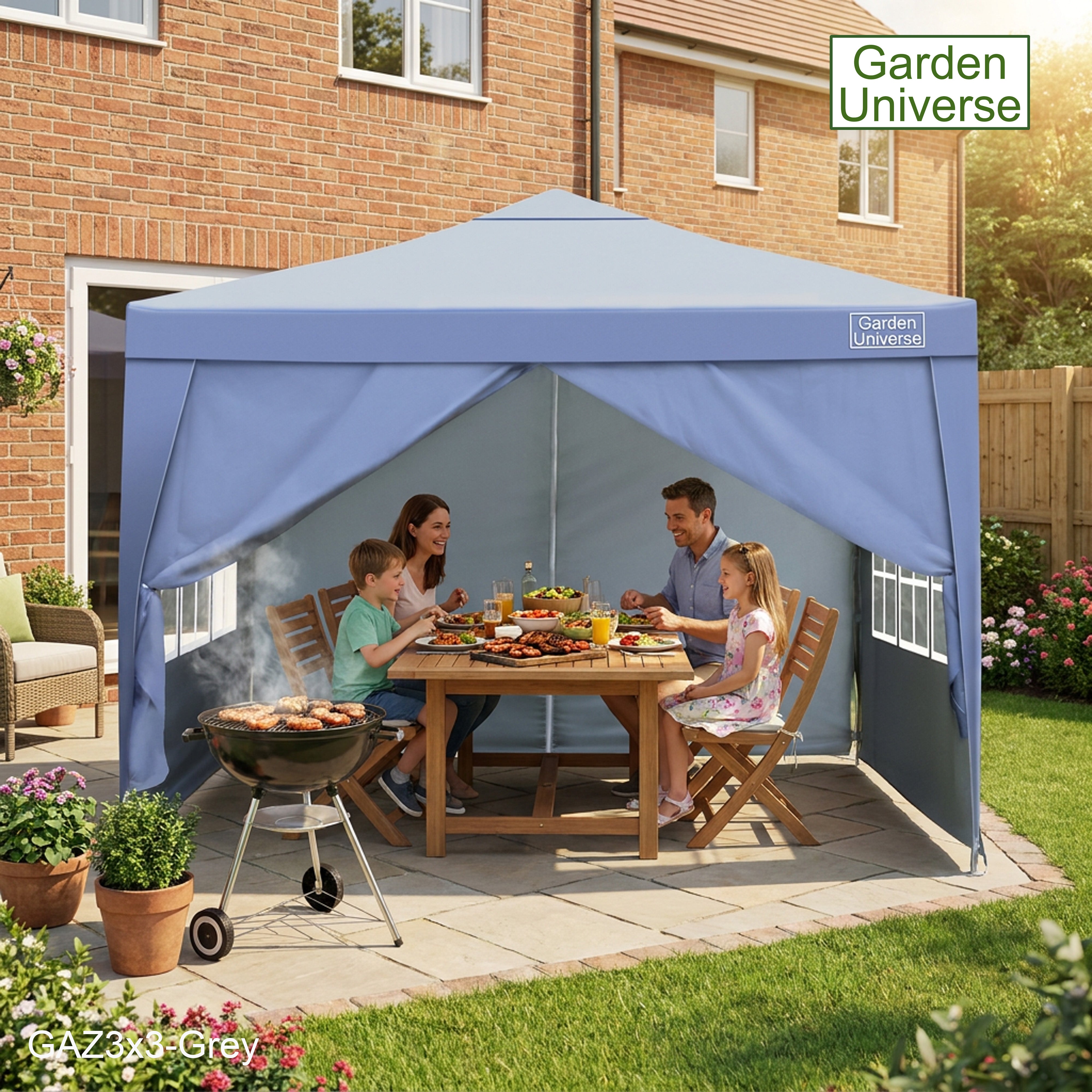 Gazebo 3m x 3m Pop Up in Grey with Heavy Duty Frame GAZ3x3-Grey
