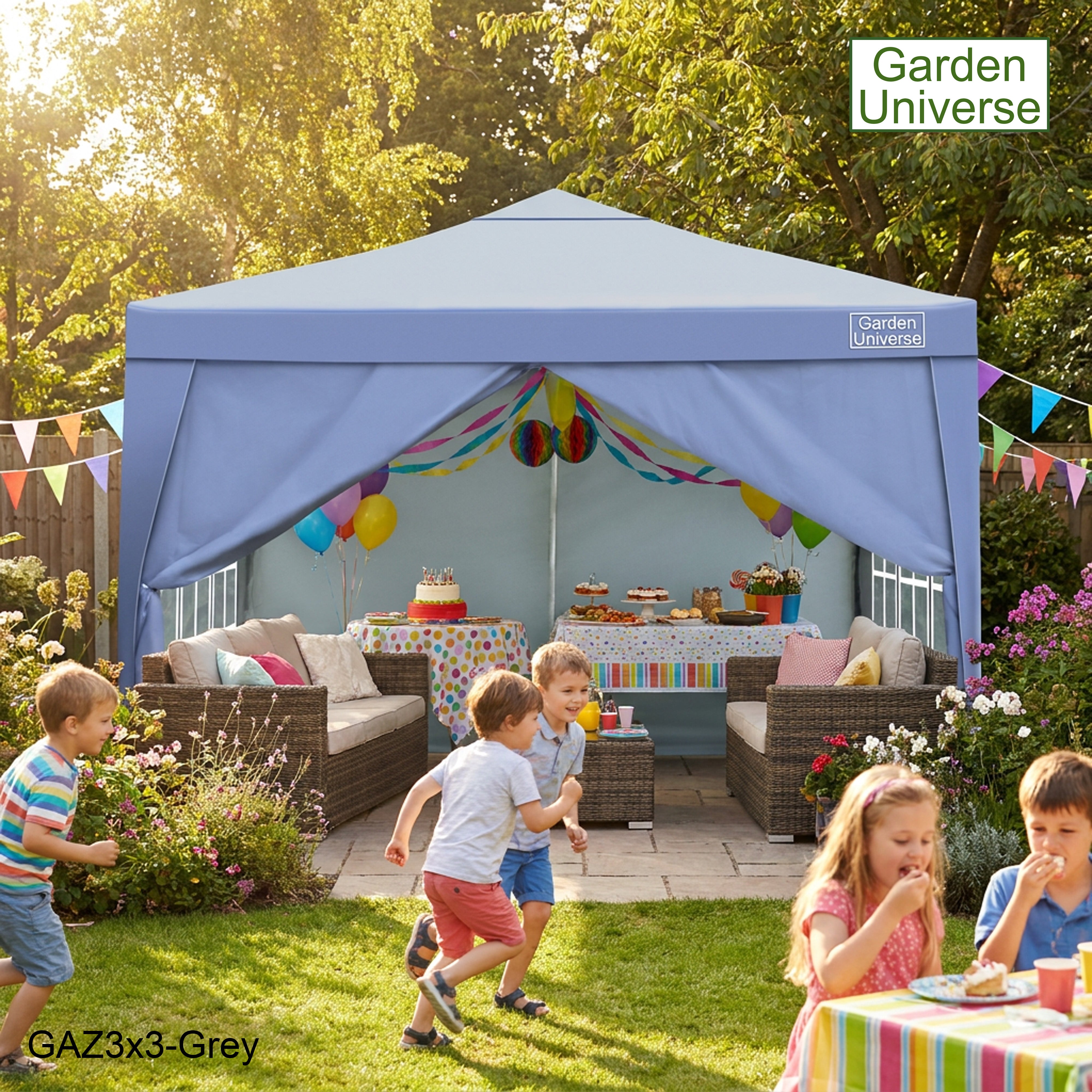 Gazebo 3m x 3m Pop Up in Grey with Heavy Duty Frame GAZ3x3-Grey