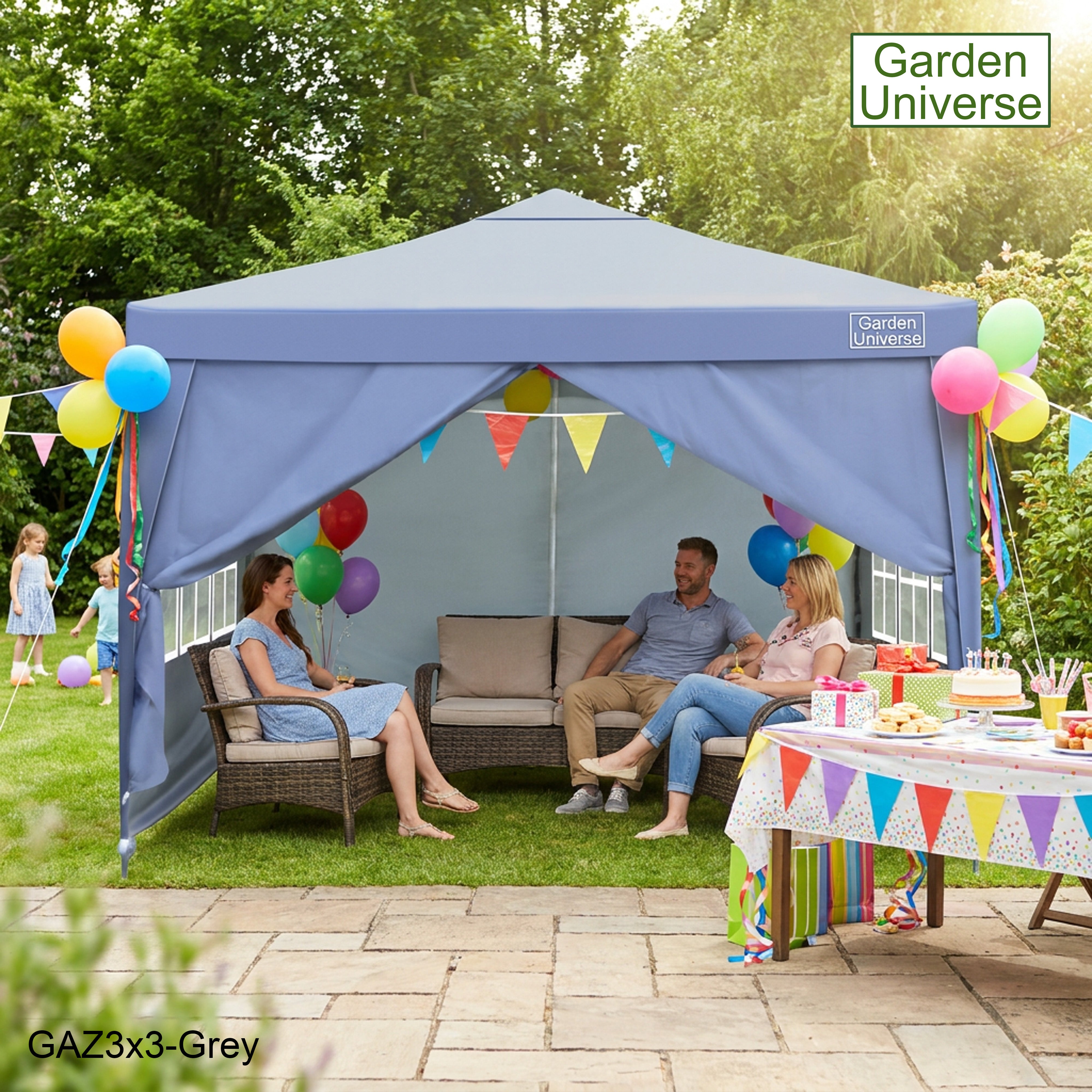 Gazebo 3m x 3m Pop Up in Grey with Heavy Duty Frame GAZ3x3-Grey