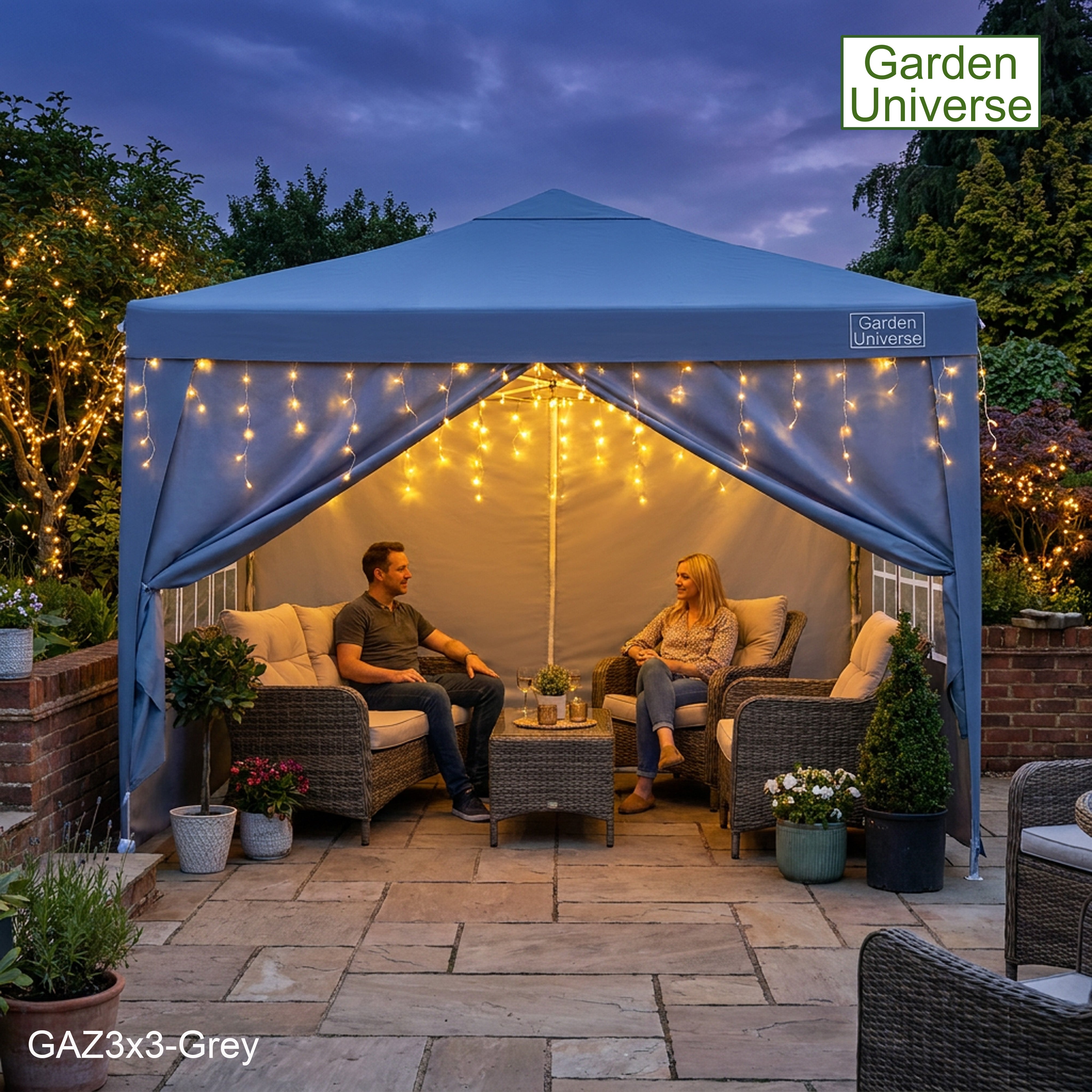 Gazebo 3m x 3m Pop Up in Grey with Heavy Duty Frame GAZ3x3-Grey