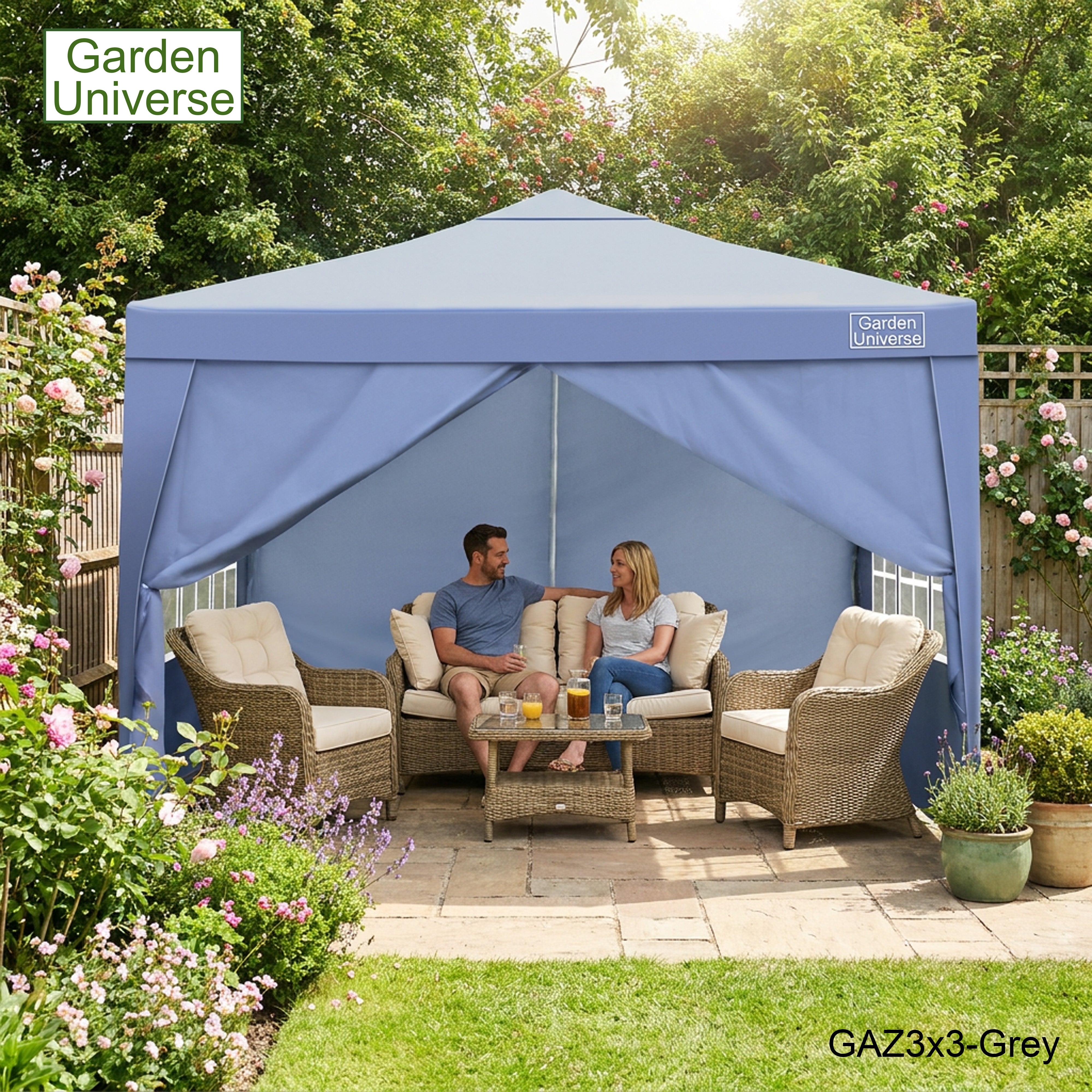 Gazebo 3m x 3m Pop Up in Grey with Heavy Duty Frame GAZ3x3-Grey