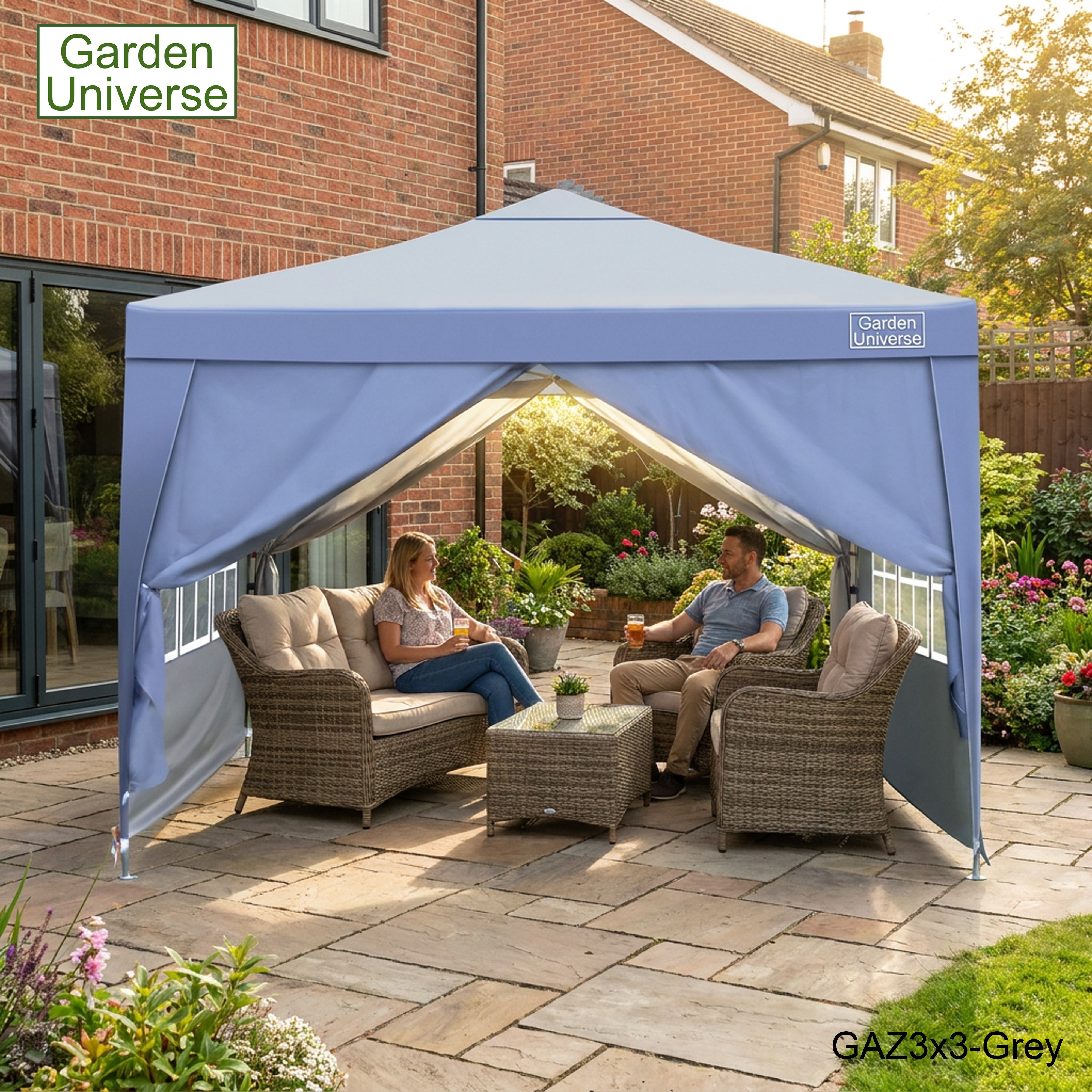 Gazebo 3m x 3m Pop Up in Grey with Heavy Duty Frame GAZ3x3-Grey