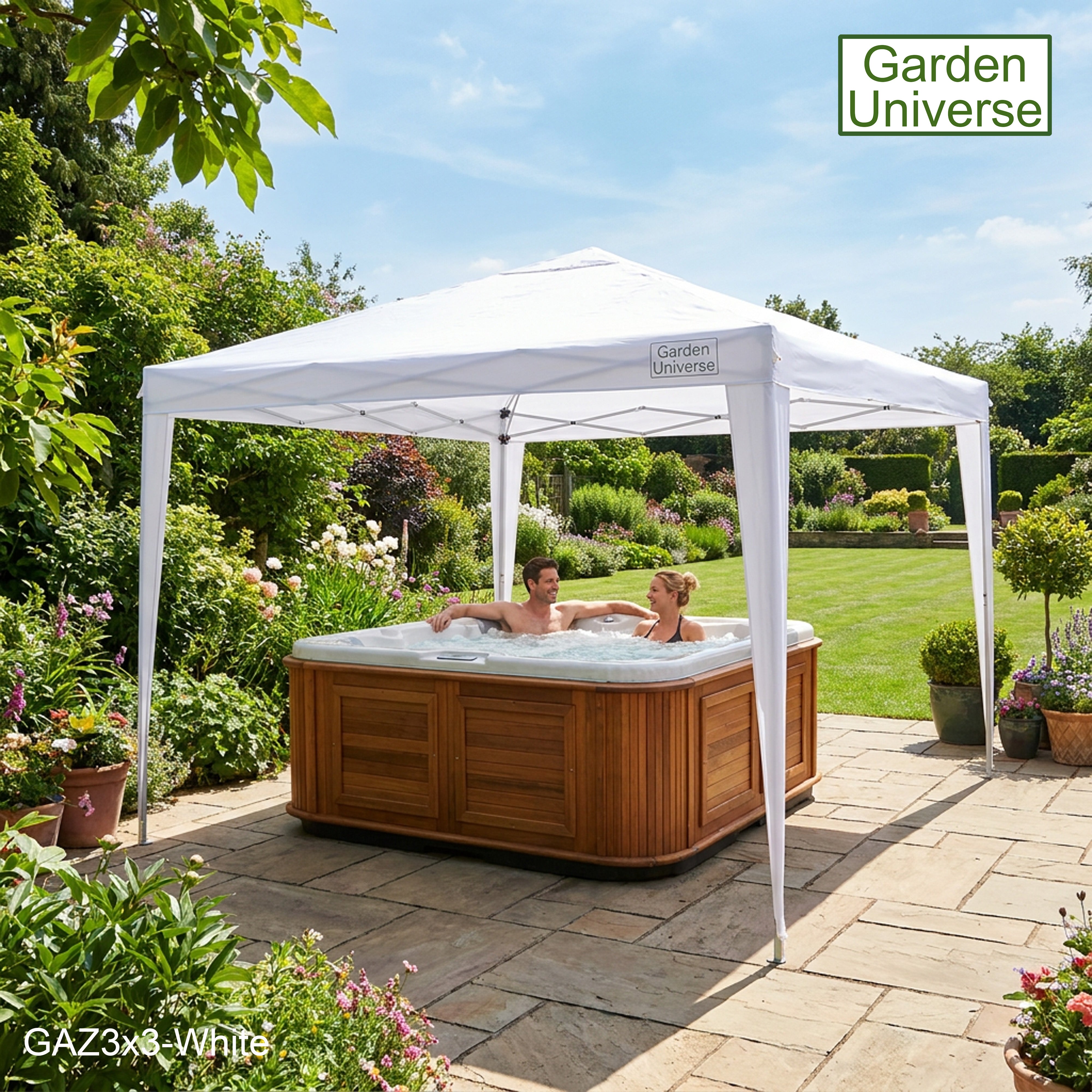 Gazebo 3m x 3m Pop Up in White with Heavy Duty Frame GAZ3x3-White