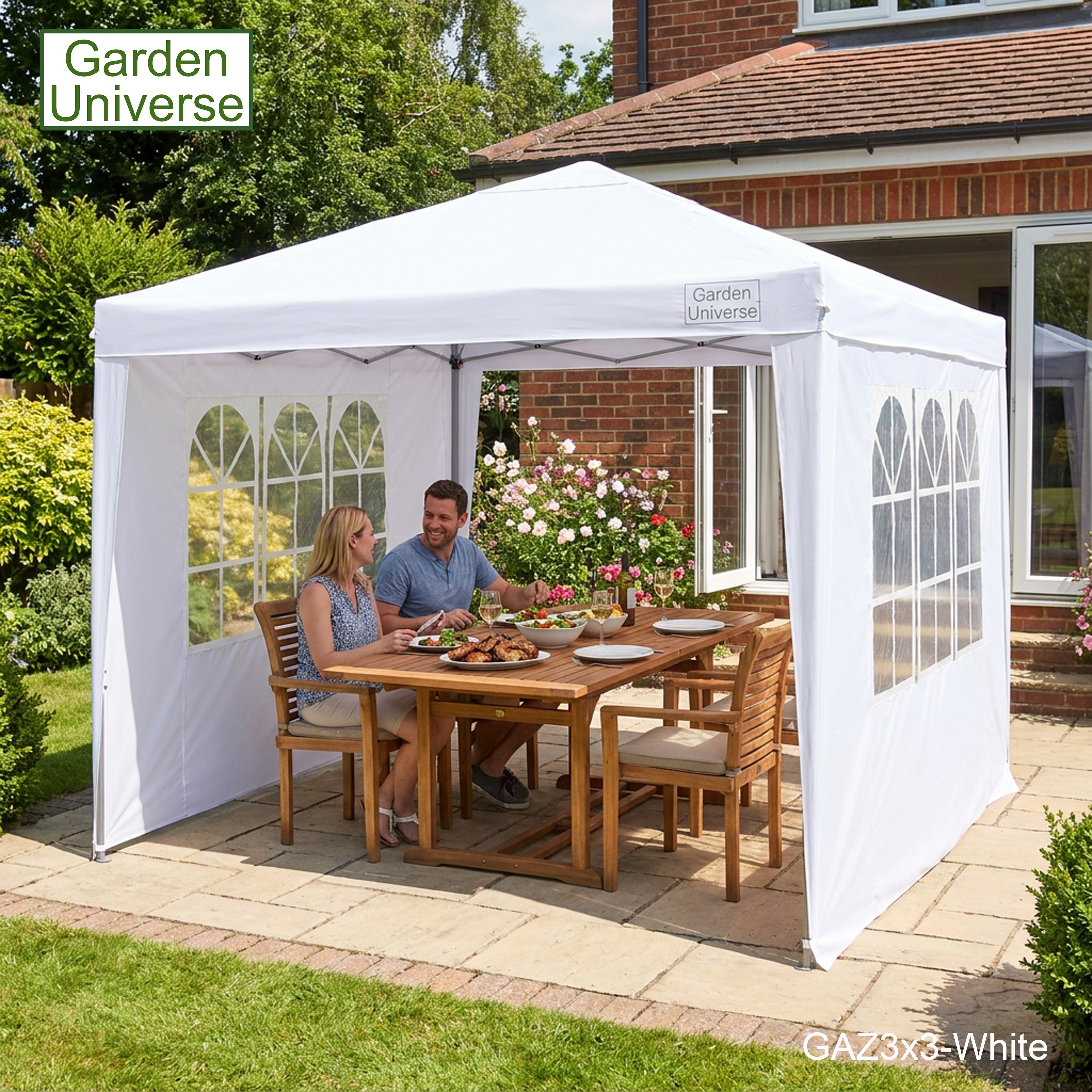 Gazebo 3m x 3m Pop Up in White with Heavy Duty Frame GAZ3x3-White