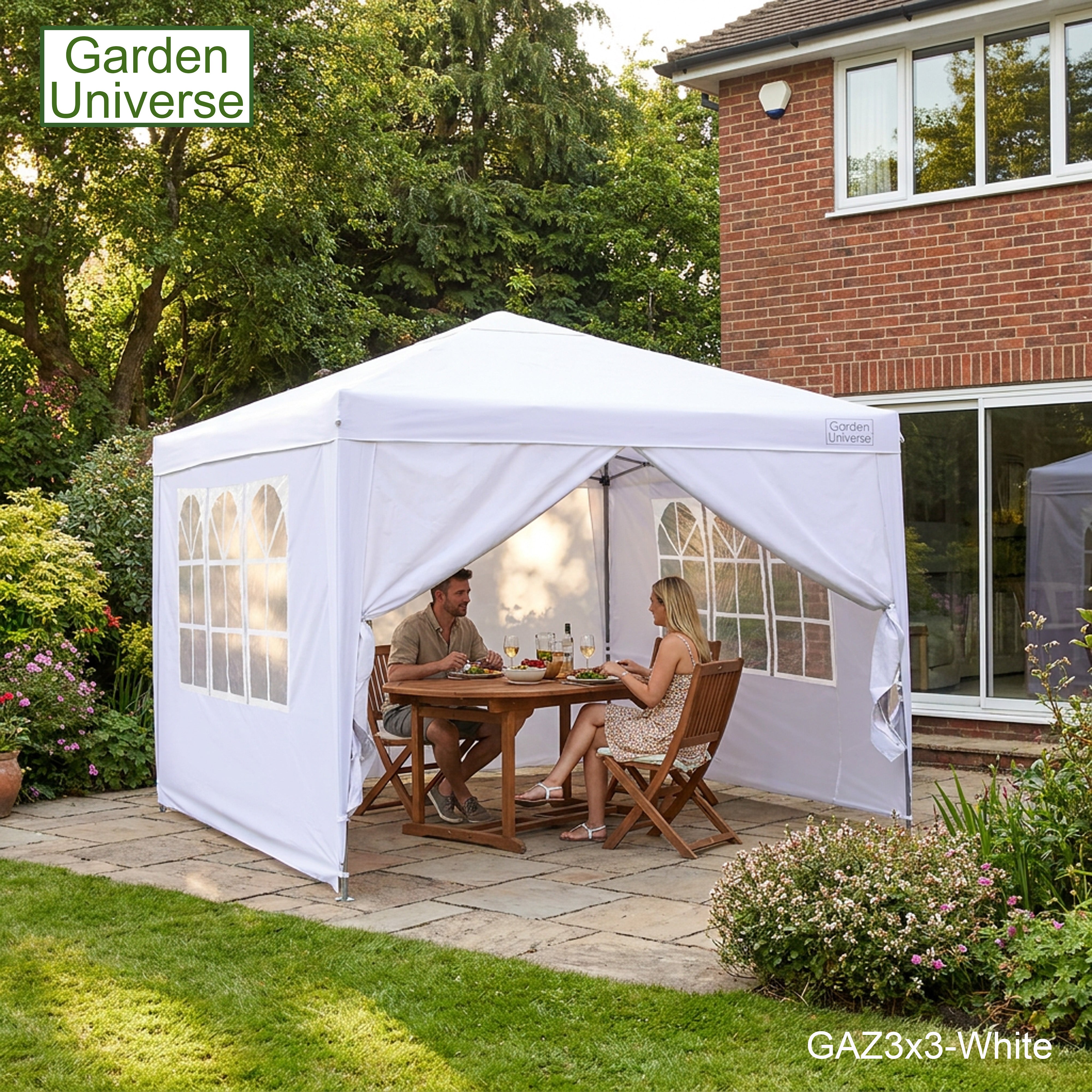 Gazebo 3m x 3m Pop Up in White with Heavy Duty Frame GAZ3x3-White