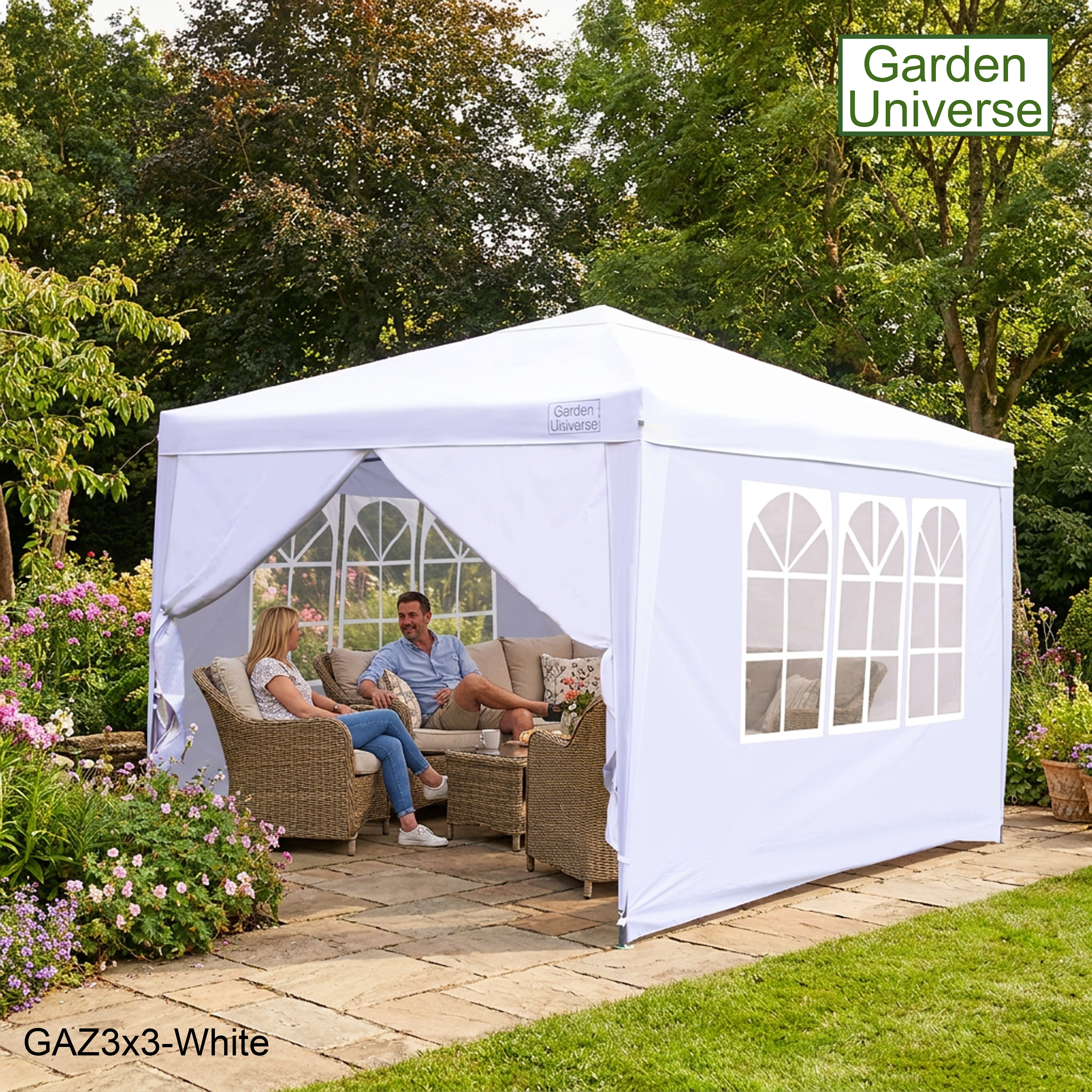 Gazebo 3m x 3m Pop Up in White with Heavy Duty Frame GAZ3x3-White