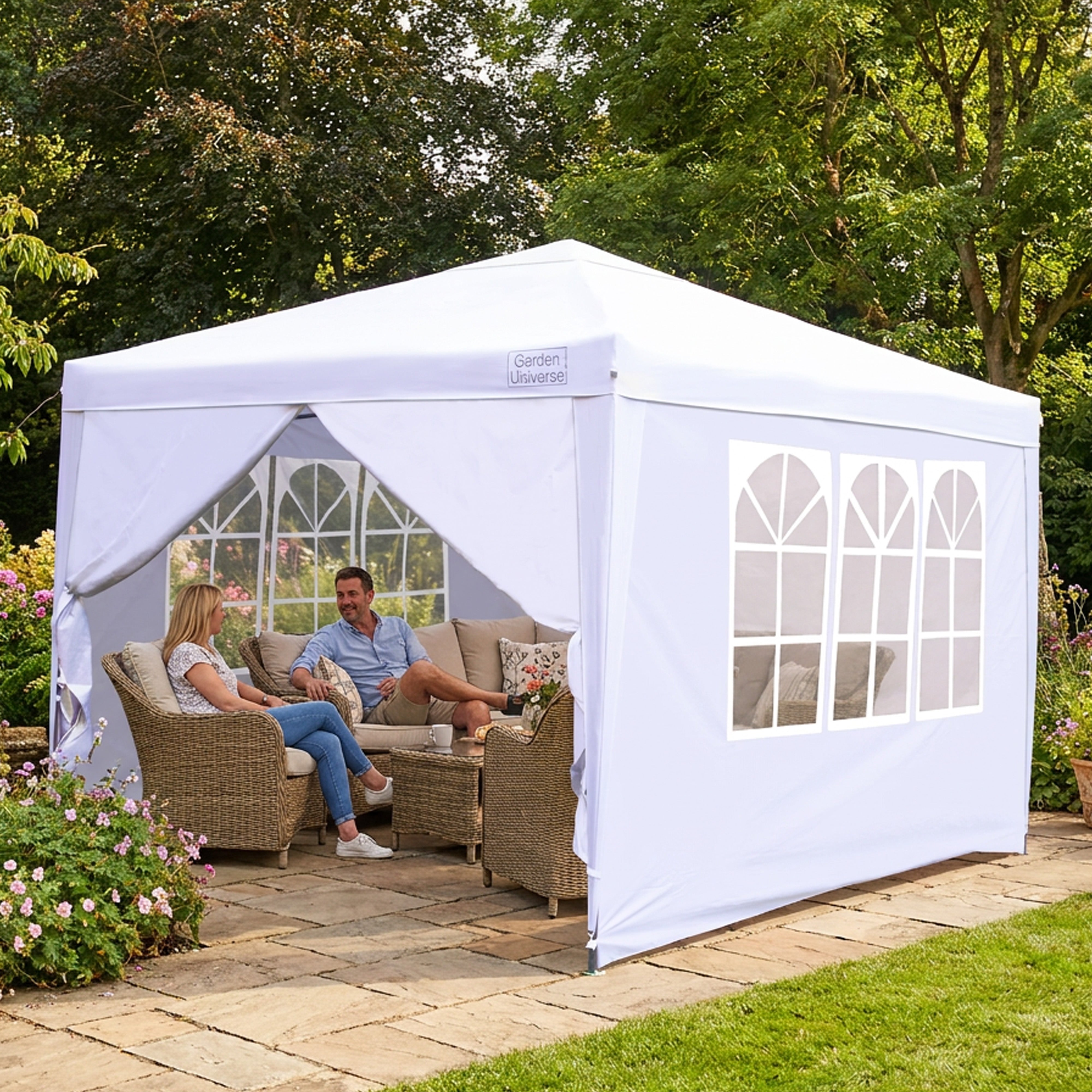 Gazebo 3m x 3m Pop Up in White with Heavy Duty Frame GAZ3x3-White