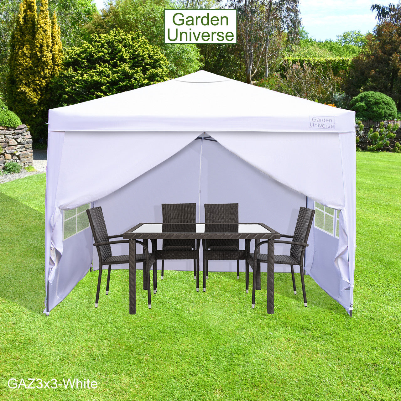 Gazebo 3m x 3m Pop Up in White with Heavy Duty Frame GAZ3x3-White