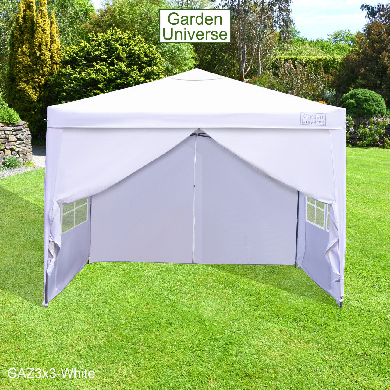 Gazebo 3m x 3m Pop Up in White with Heavy Duty Frame GAZ3x3-White