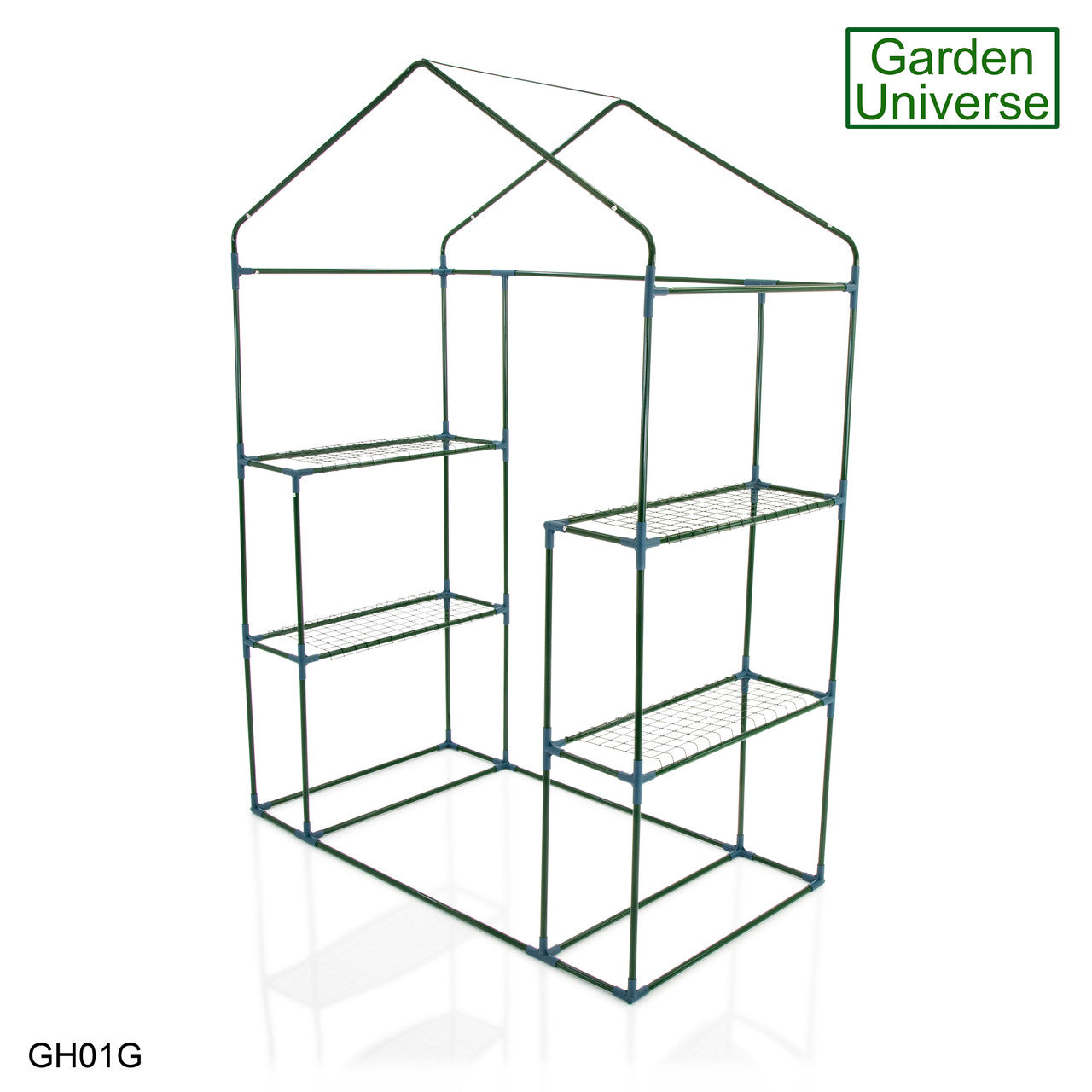 Greenhouse Walk-In Green PVC Cover 4 Shelves 1.4m x 0.73m with Roll Up Door GH01G