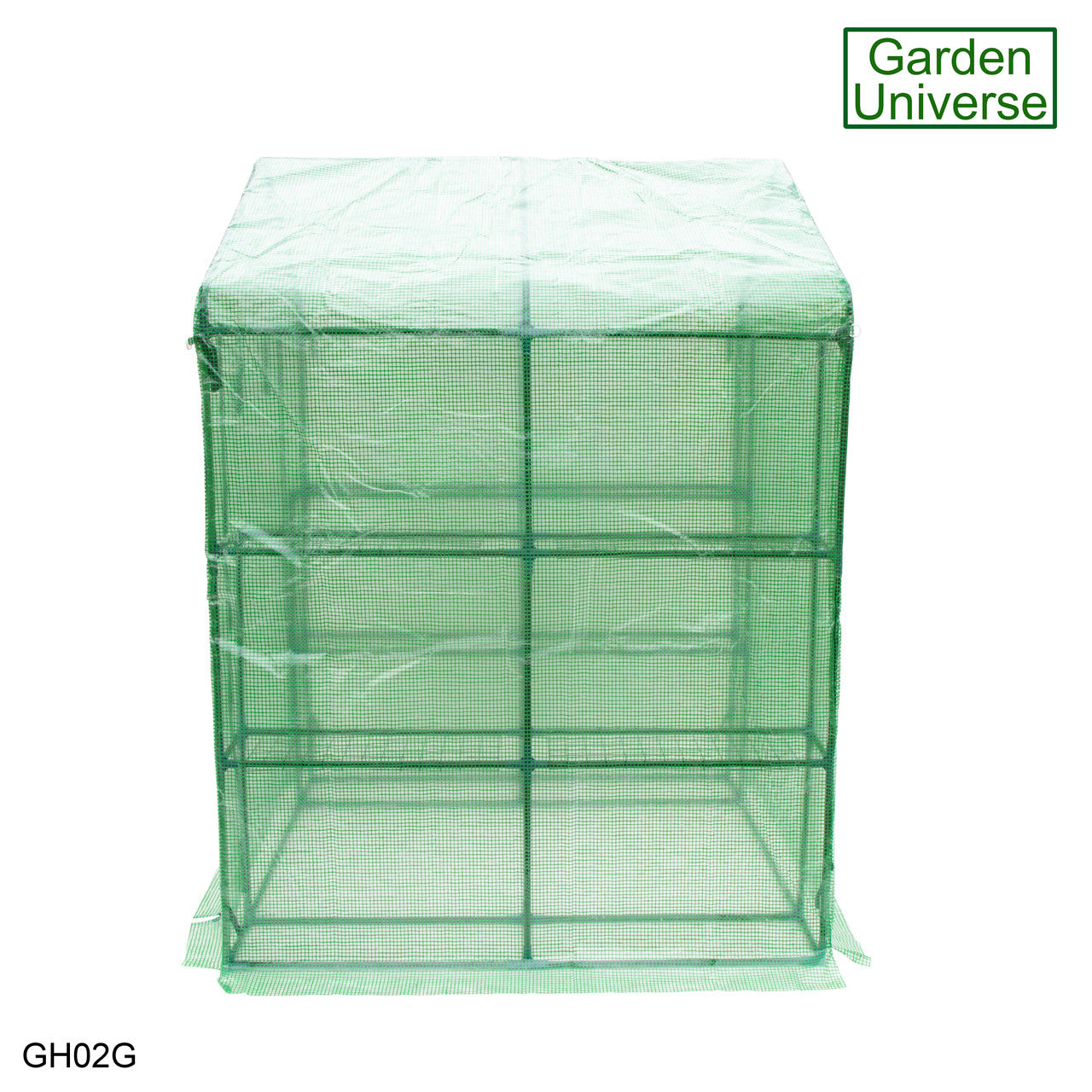 Greenhouse Walk-In Green PVC Cover 8 Shelves 1.4m x 1.4m with Roll Up Door GH02G