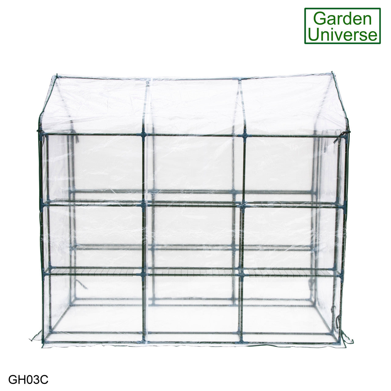 Greenhouse Walk-In Clear PVC Cover 12 Shelves 1.4m x 2.14m with Roll Up Door GH03C