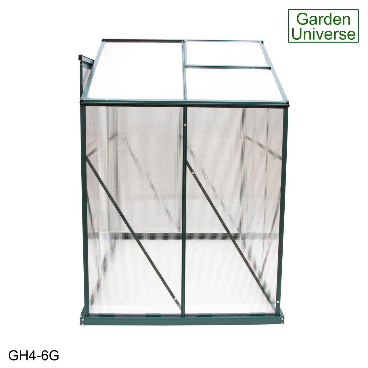 Greenhouse 6' x 4' Green Aluminium Frame with Polycarbonate Panels and Free Base