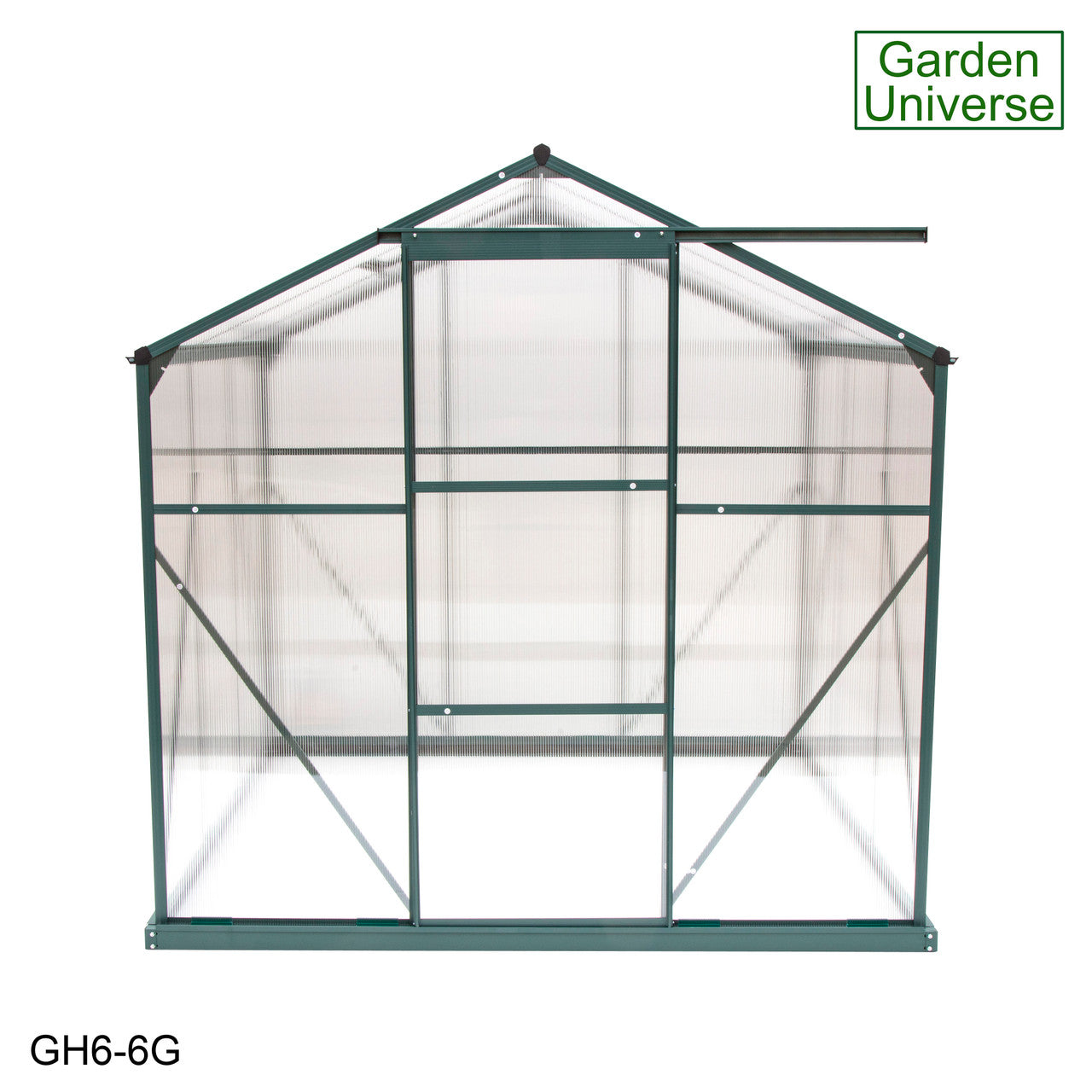 Greenhouse 6' x 6' Green Aluminium Frame Polycarbonate Panels and Free Base