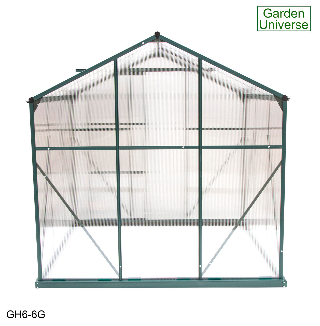 Greenhouse 6' x 6' Green Aluminium Frame Polycarbonate Panels and Free Base