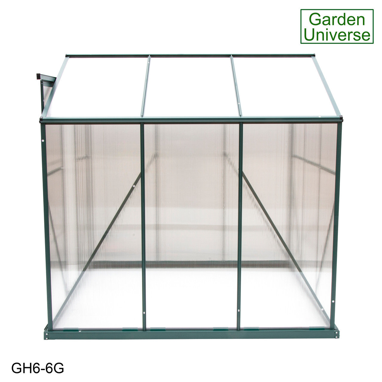 Greenhouse 6' x 6' Green Aluminium Frame Polycarbonate Panels and Free Base