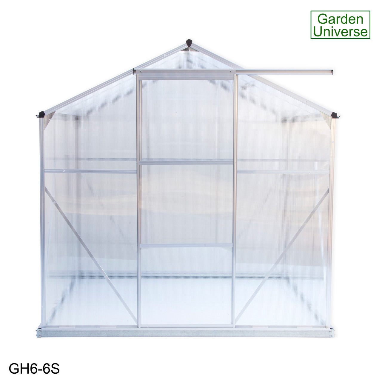 Greenhouse 6' x 6' Silver Aluminium Frame Polycarbonate Panels and Free Base