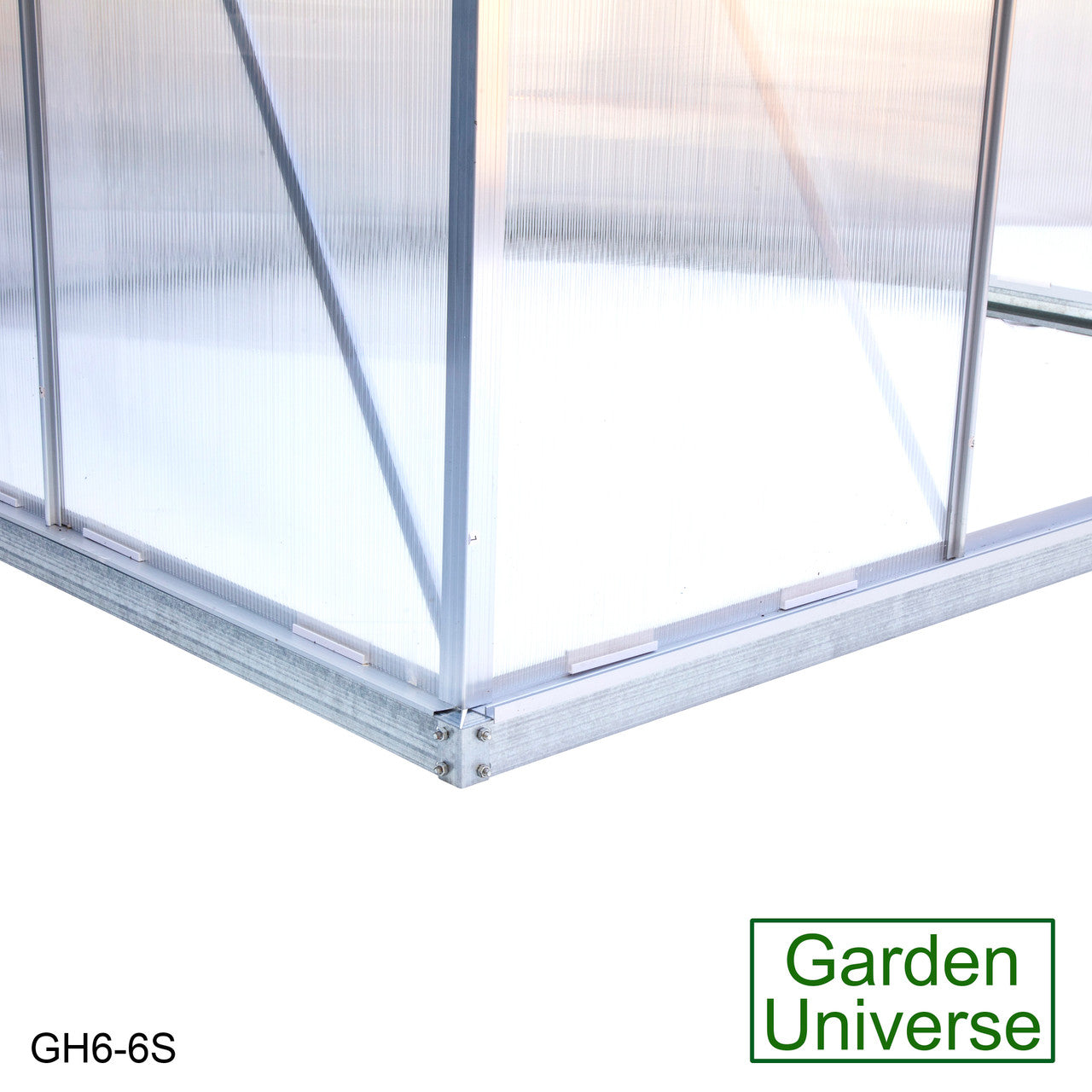 Greenhouse 6' x 6' Silver Aluminium Frame Polycarbonate Panels and Free Base