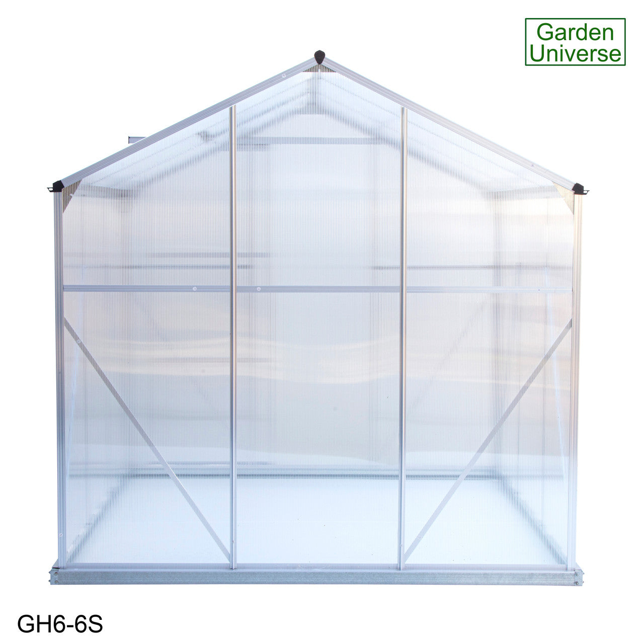 Greenhouse 6' x 6' Silver Aluminium Frame Polycarbonate Panels and Free Base