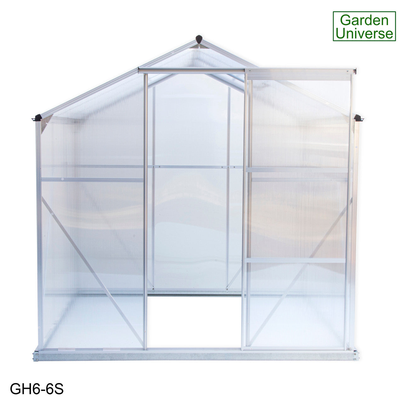 Greenhouse 6' x 6' Silver Aluminium Frame Polycarbonate Panels and Free Base