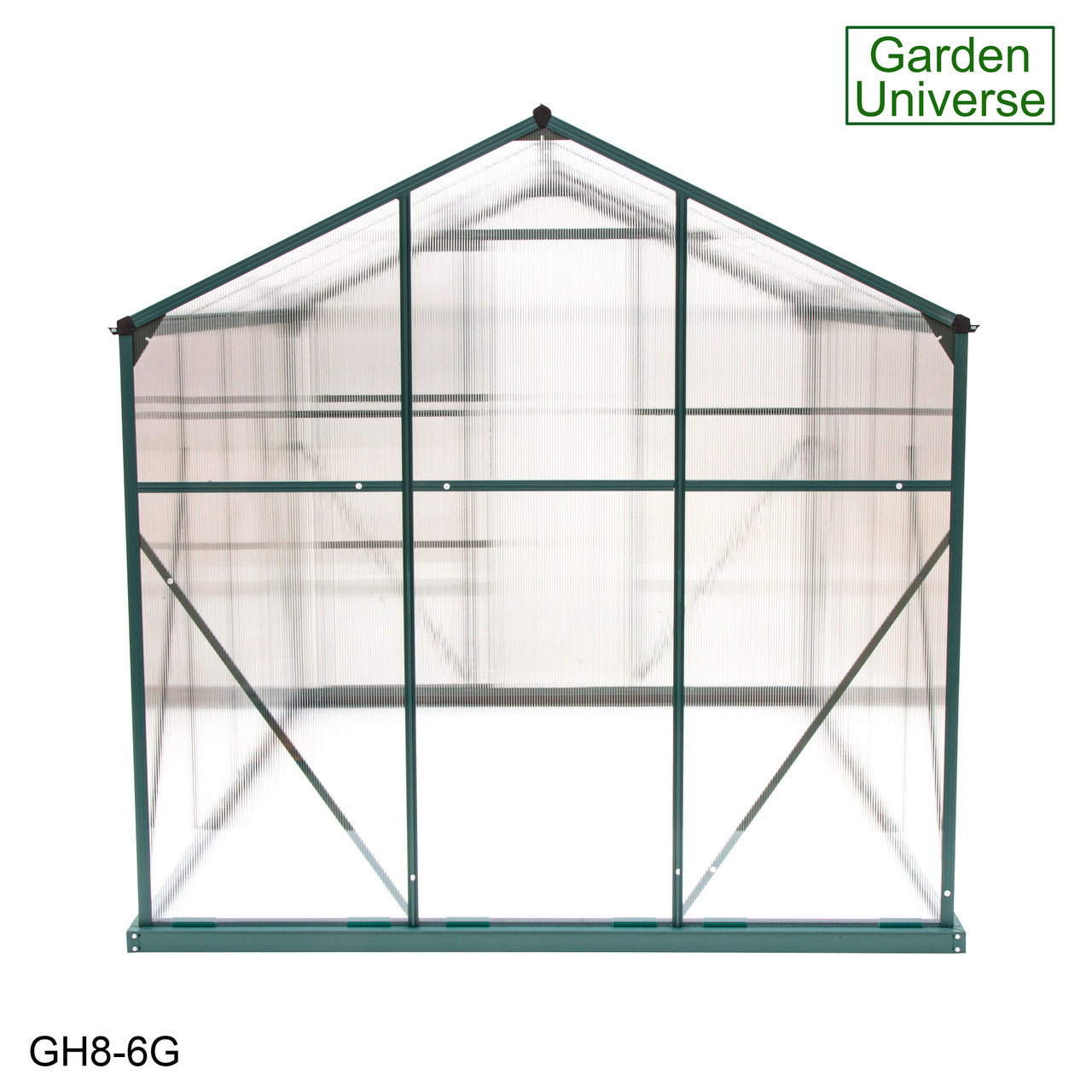 Greenhouse 6' x 8' Green Aluminium Frame Polycarbonate Panels and Free Base