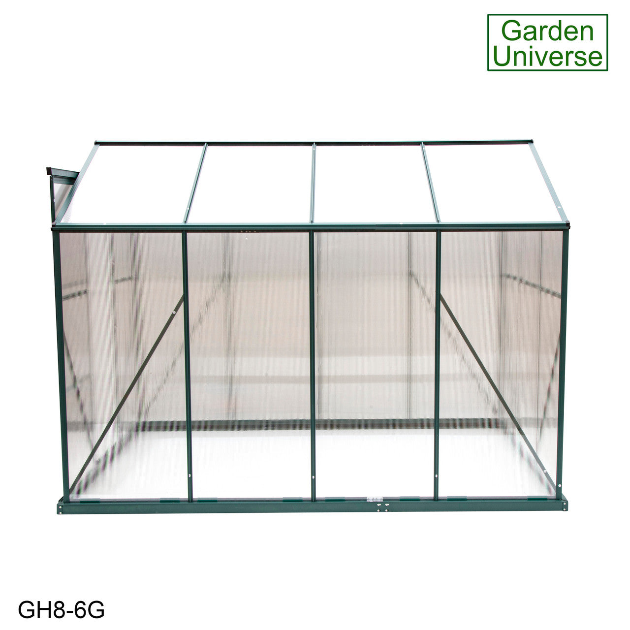 Greenhouse 6' x 8' Green Aluminium Frame Polycarbonate Panels and Free Base