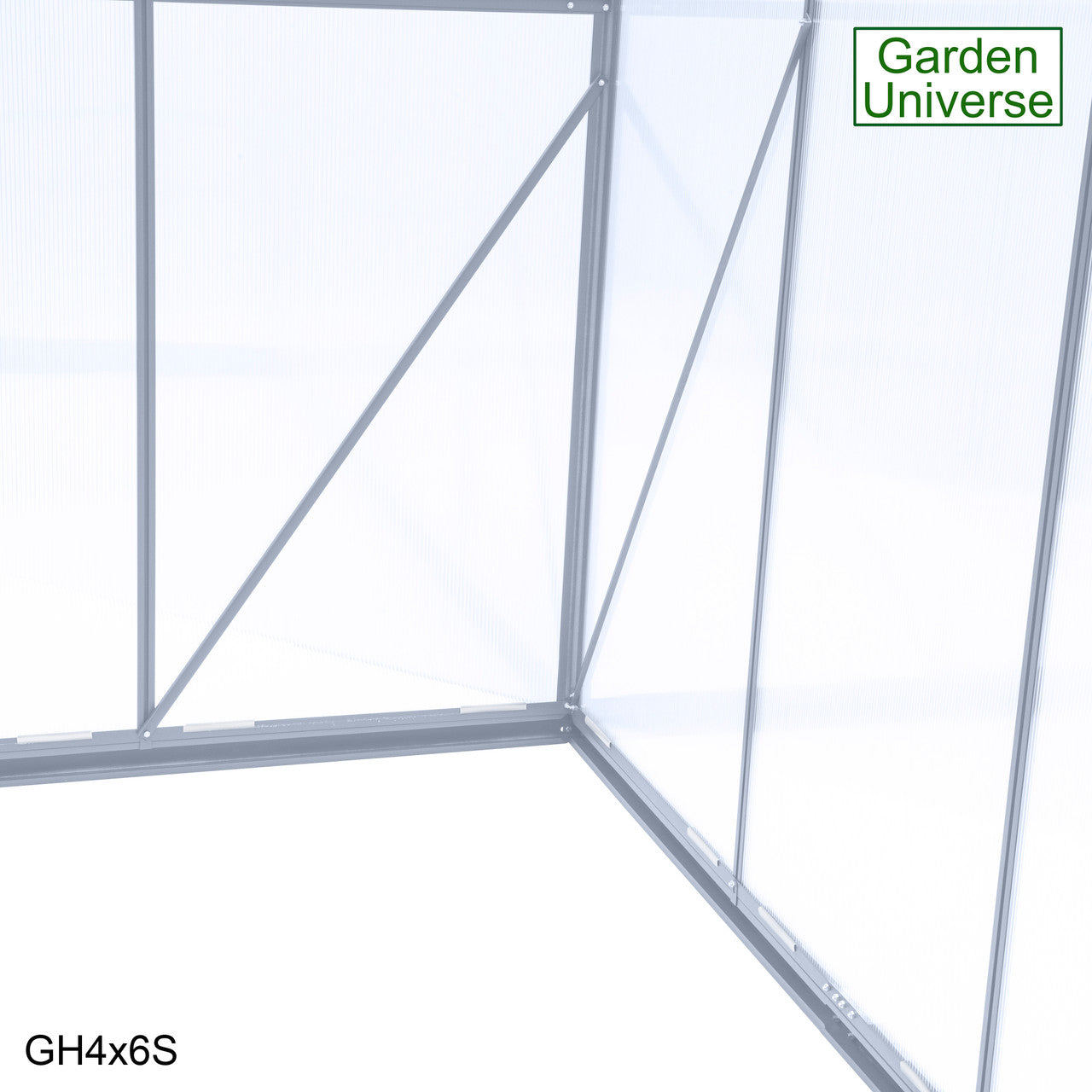 Greenhouse 6' x 8' Silver Aluminium Frame Polycarbonate Panels Free Base