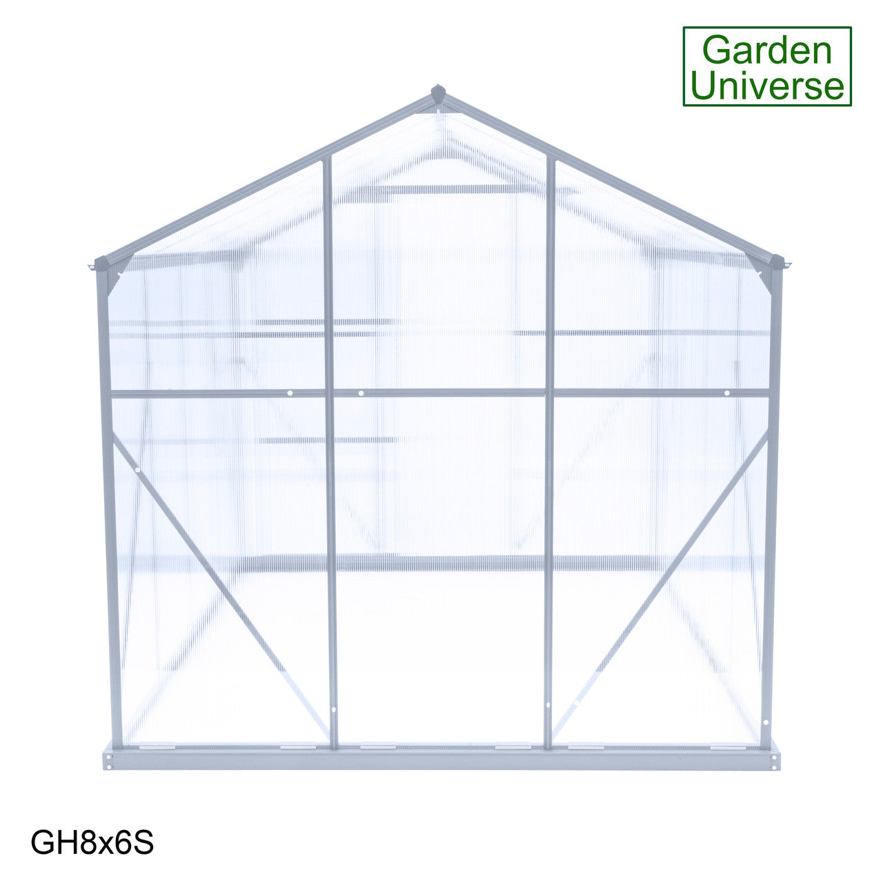 Greenhouse 6' x 8' Silver Aluminium Frame Polycarbonate Panels Free Base