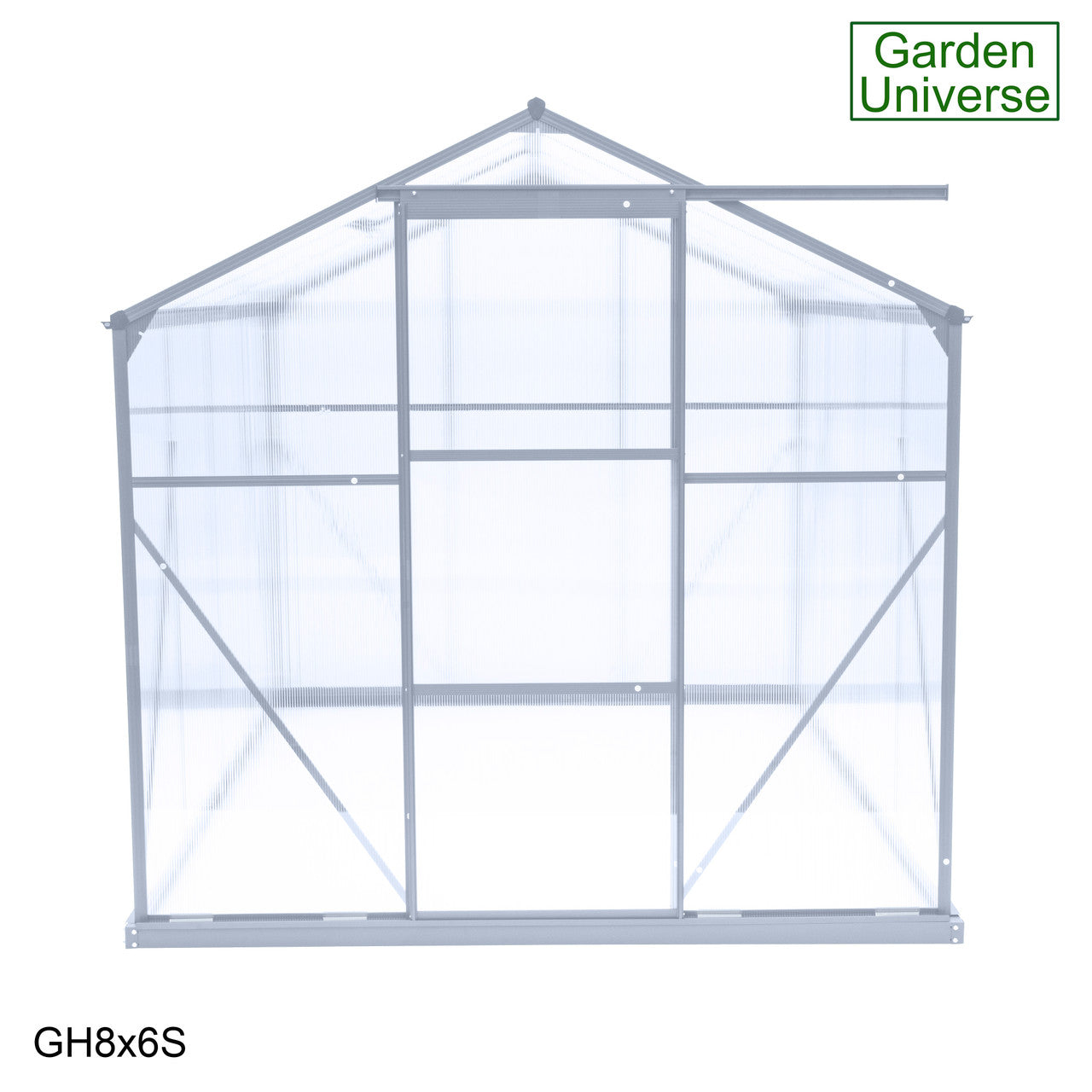 Greenhouse 6' x 8' Silver Aluminium Frame Polycarbonate Panels Free Base