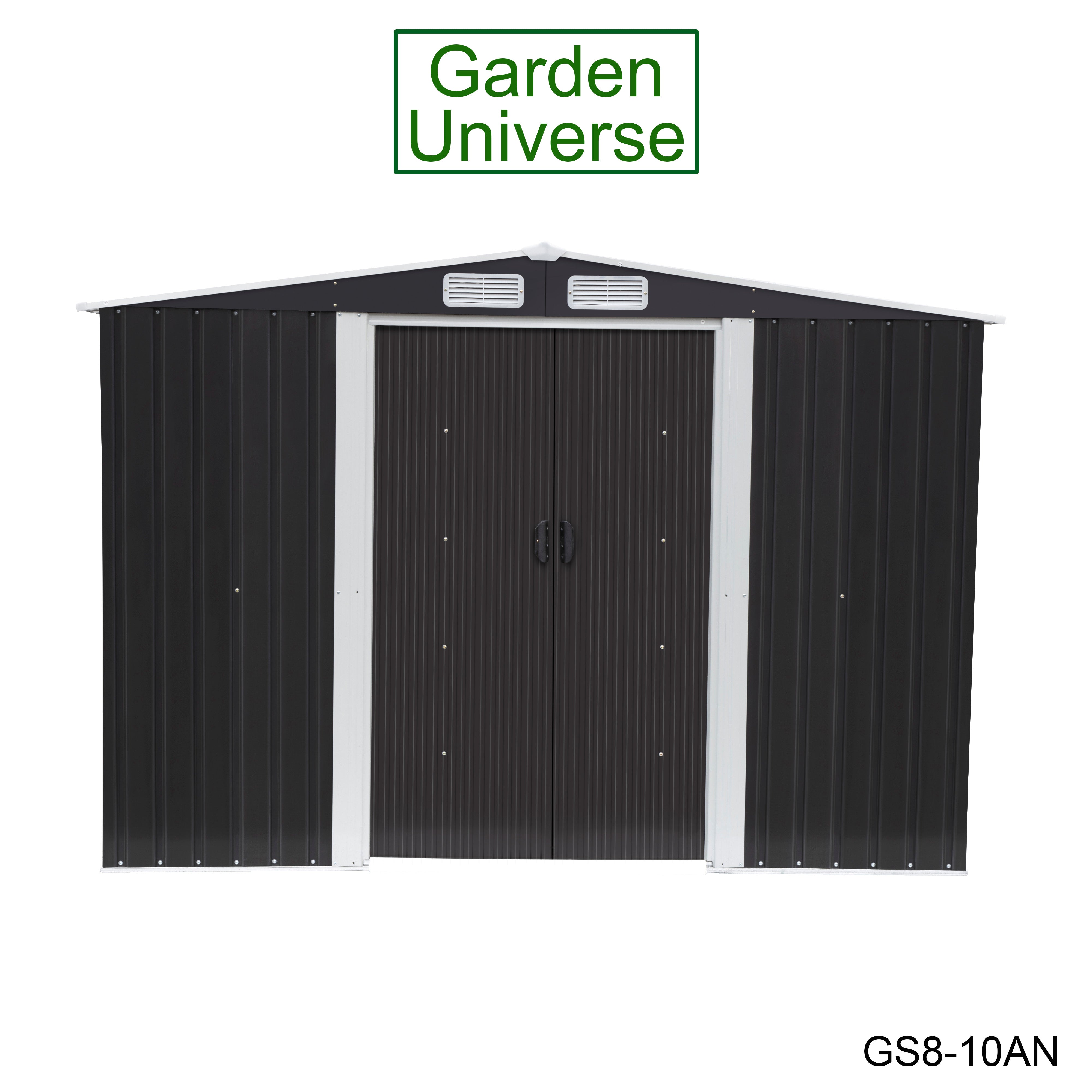 Metal Garden Shed 8' x 10' Storage in Anthracite with Base Frame GS8-10AN