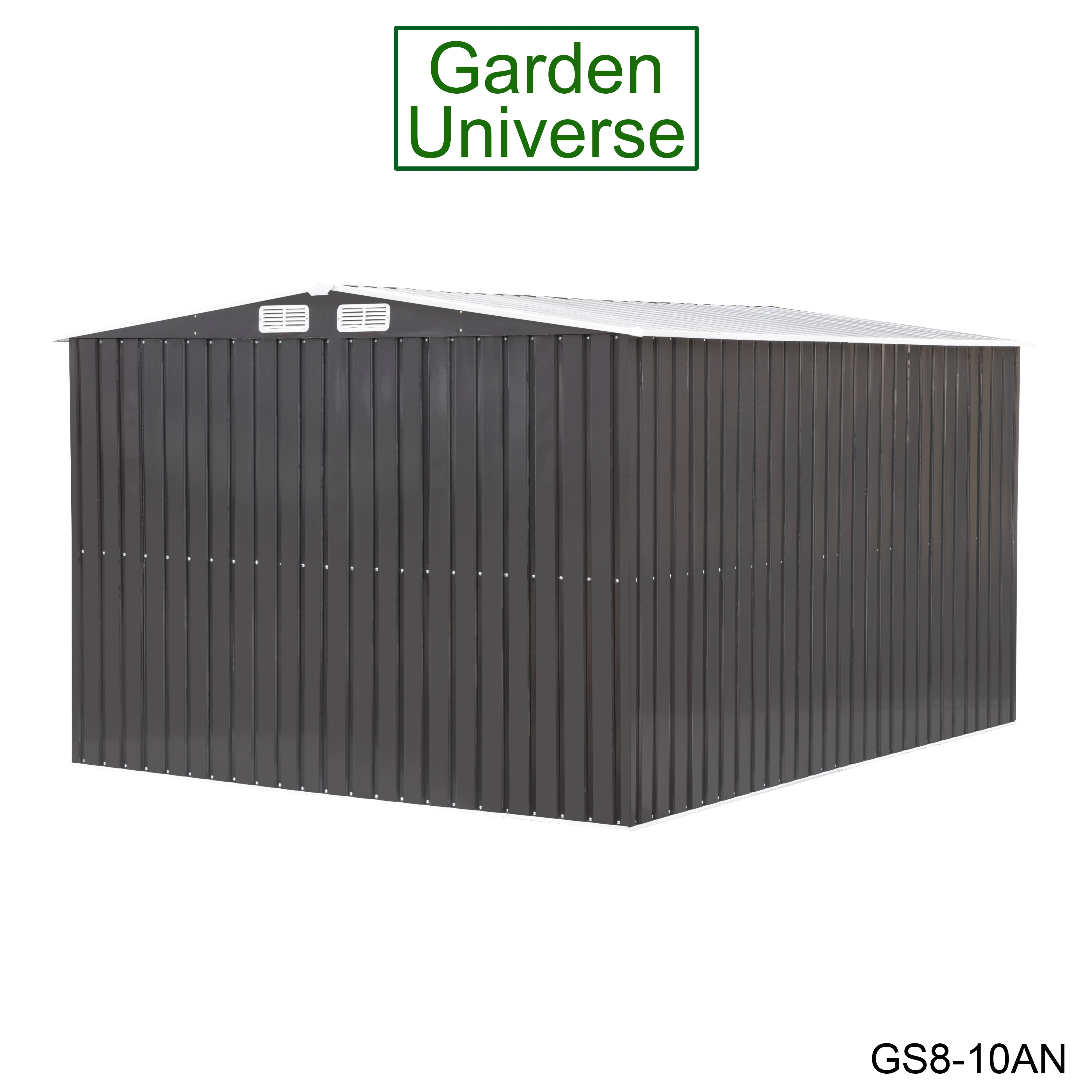 Metal Garden Shed 8' x 10' Storage in Anthracite with Base Frame GS8-10AN