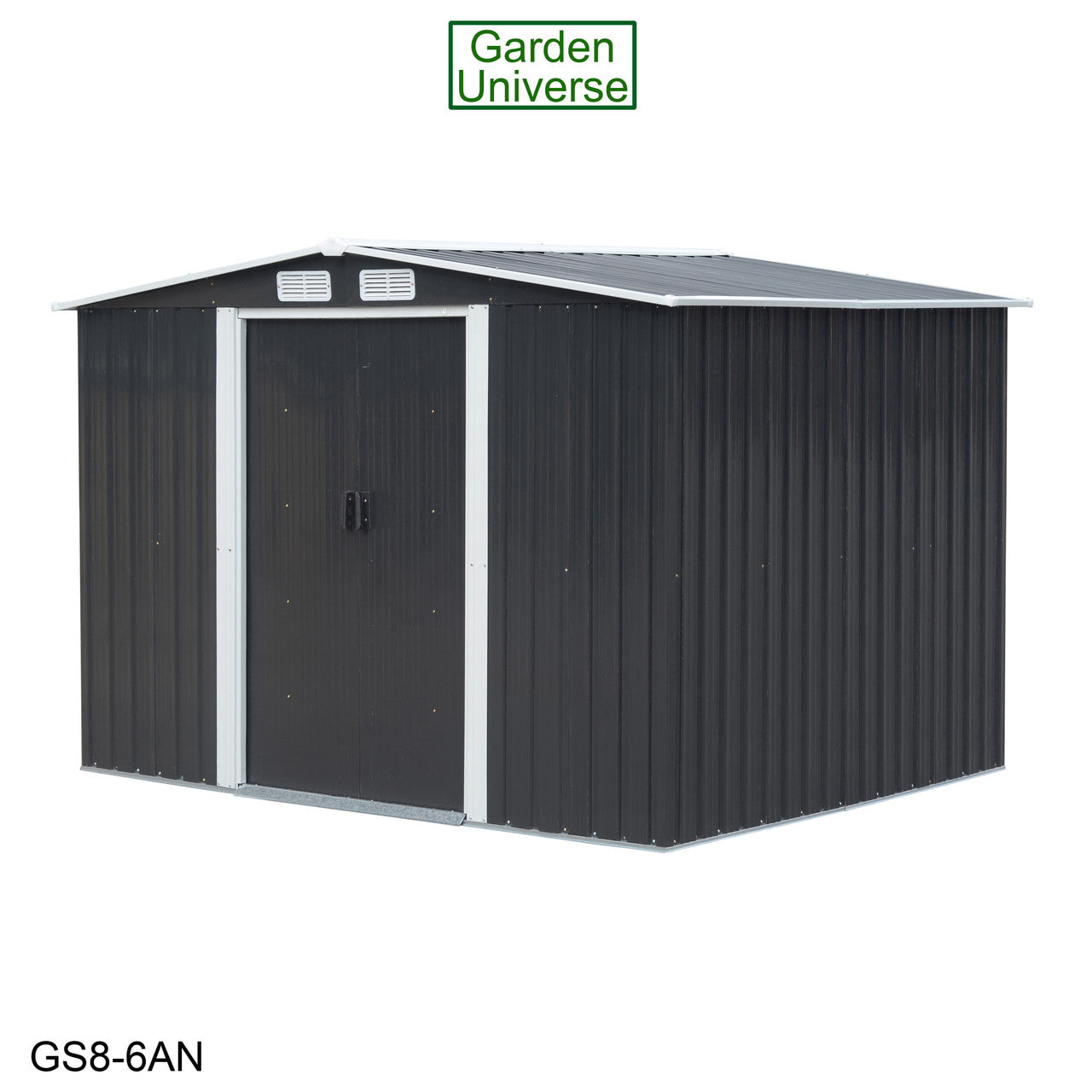 Metal Garden Shed 8' x 6' Storage in Anthracite with Base Frame GS8-6AN