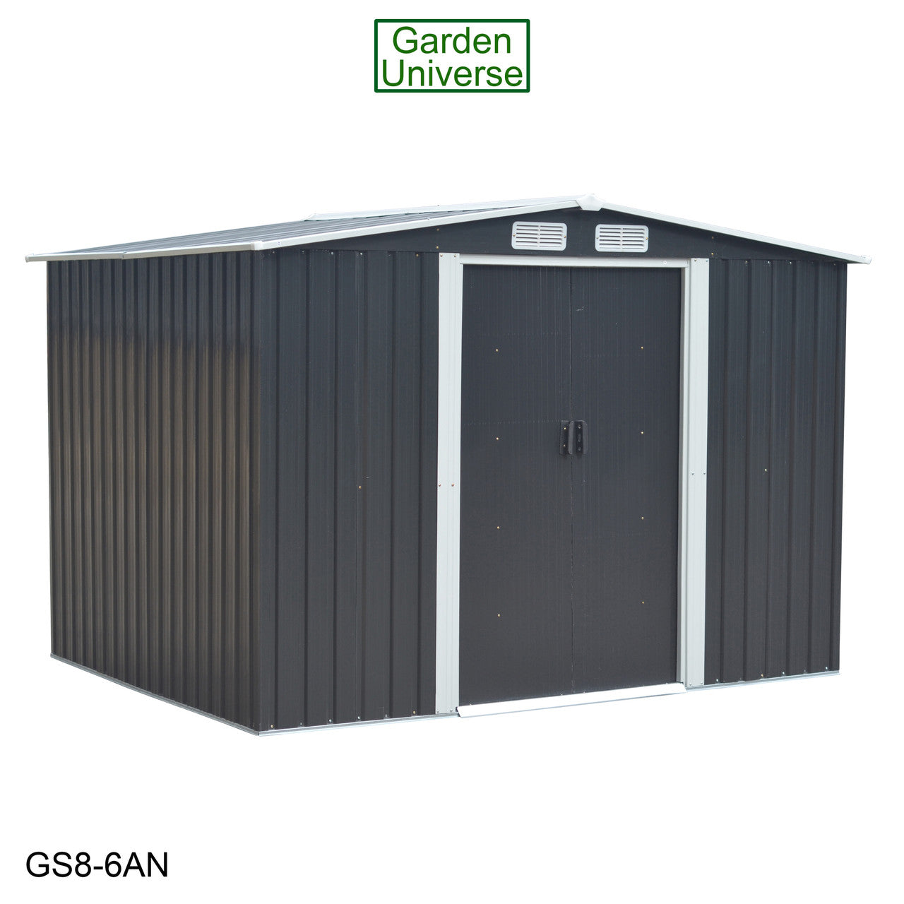 Metal Garden Shed 8' x 6' Storage in Anthracite with Base Frame GS8-6AN