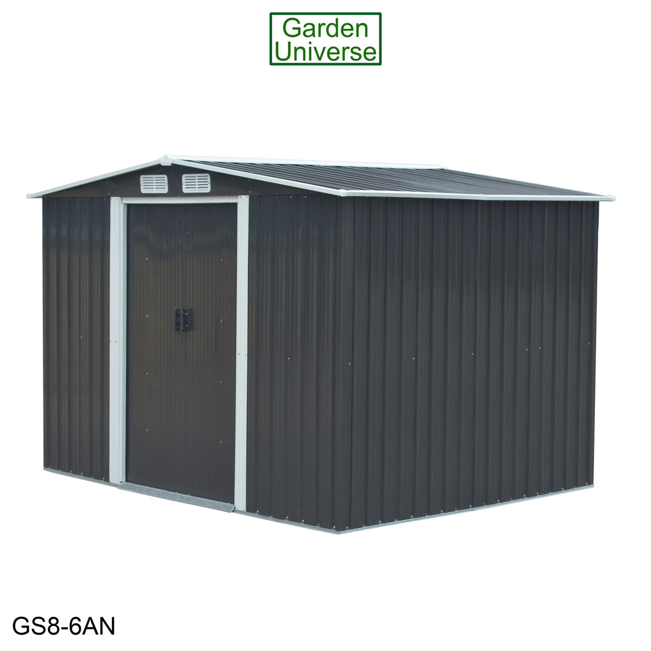 Metal Garden Shed 8' x 6' Storage in Anthracite with Base Frame GS8-6AN