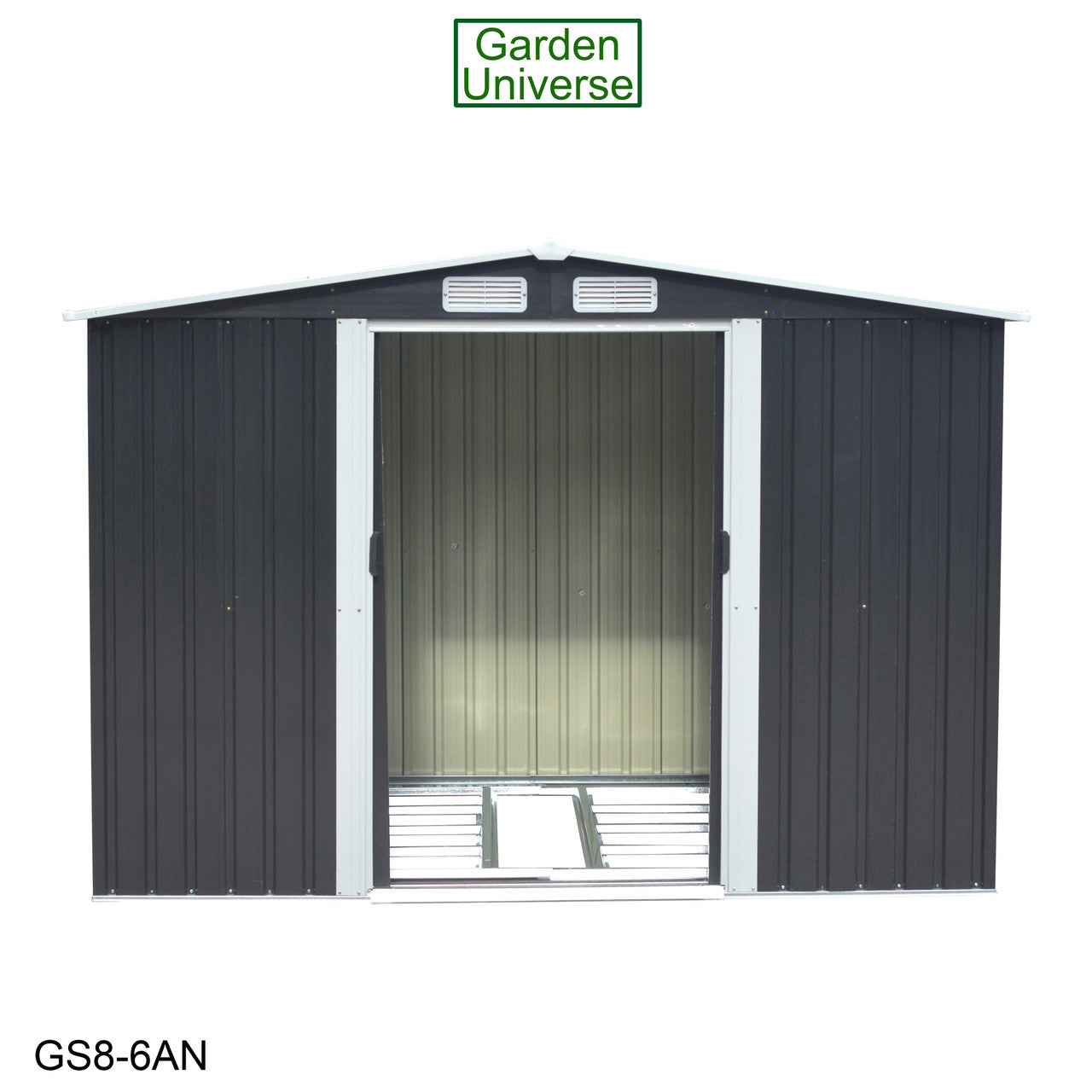 Metal Garden Shed 8' x 6' Storage in Anthracite with Base Frame GS8-6AN