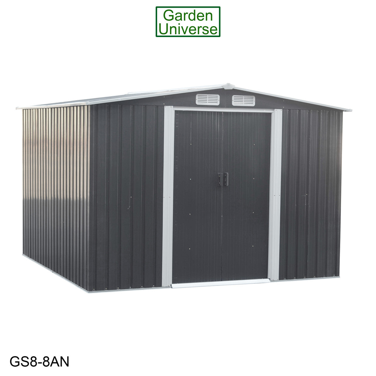 Metal Garden Shed 8' x 8' Storage in Anthracite with Base Frame GS8-8AN