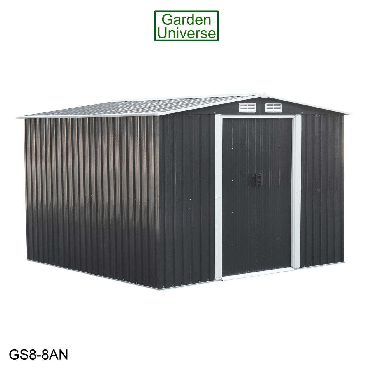 Metal Garden Shed 8' x 8' Storage in Anthracite with Base Frame GS8-8AN