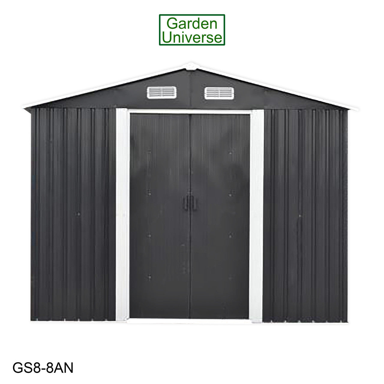 Metal Garden Shed 8' x 8' Storage in Anthracite with Base Frame GS8-8AN