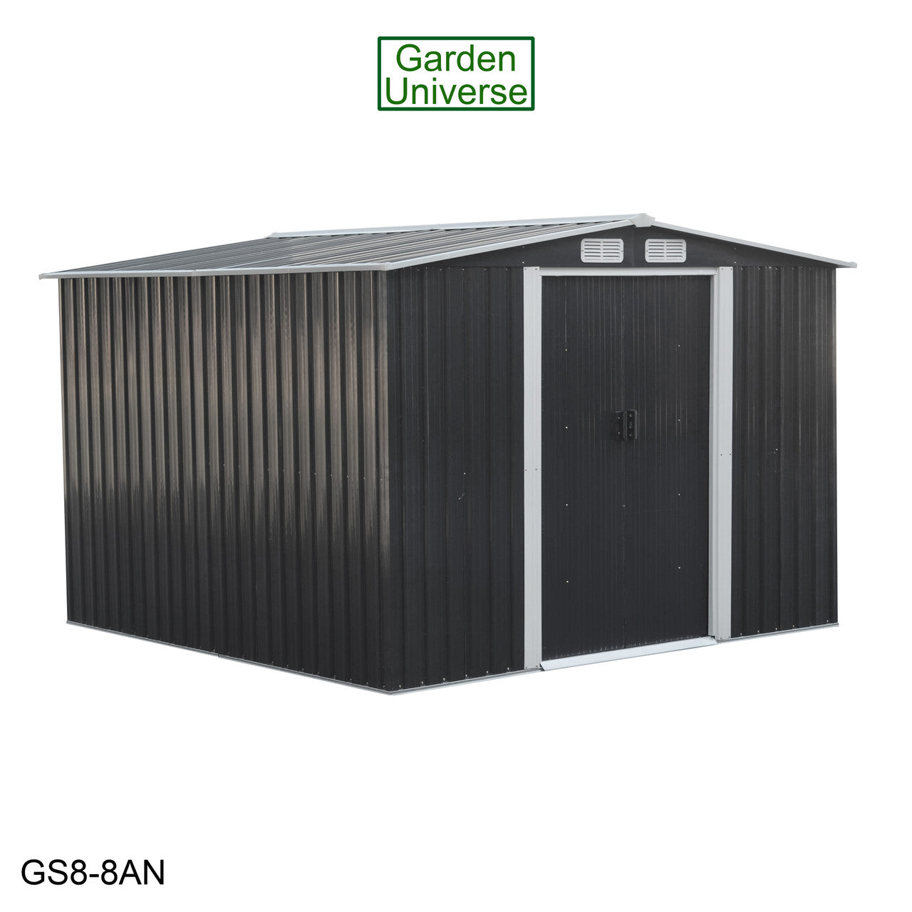 Metal Garden Shed 8' x 8' Storage in Anthracite with Base Frame GS8-8AN