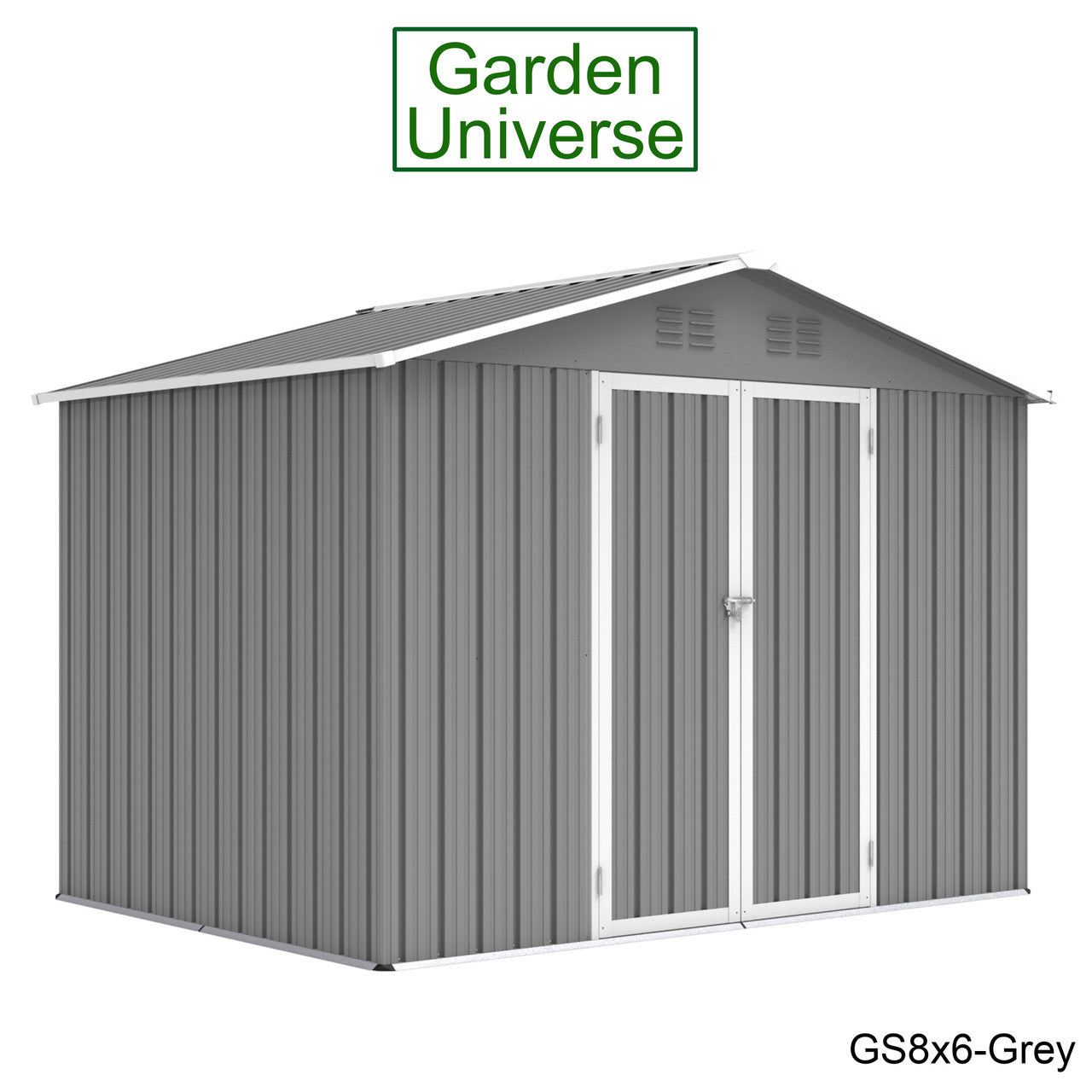 Metal Garden Shed 8' x 6' Storage in Grey with Base Frame GS8x6-Grey