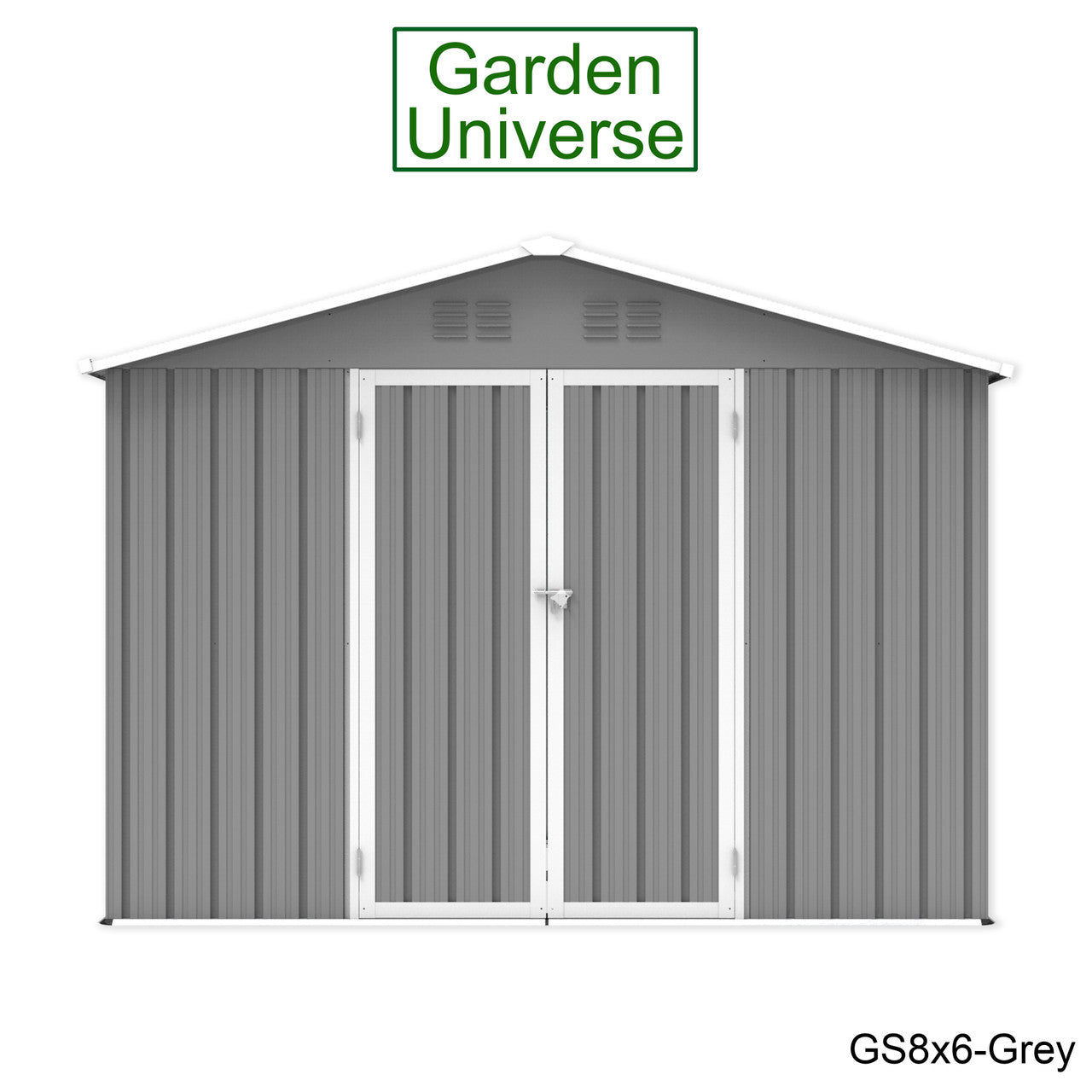 Metal Garden Shed 8' x 6' Storage in Grey with Base Frame GS8x6-Grey