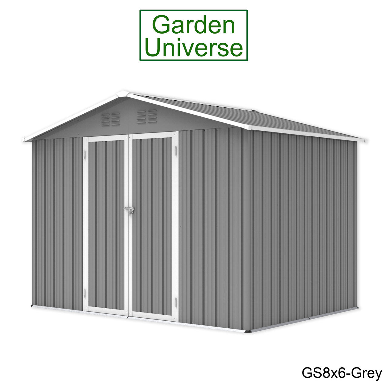 Metal Garden Shed 8' x 6' Storage in Grey with Base Frame GS8x6-Grey