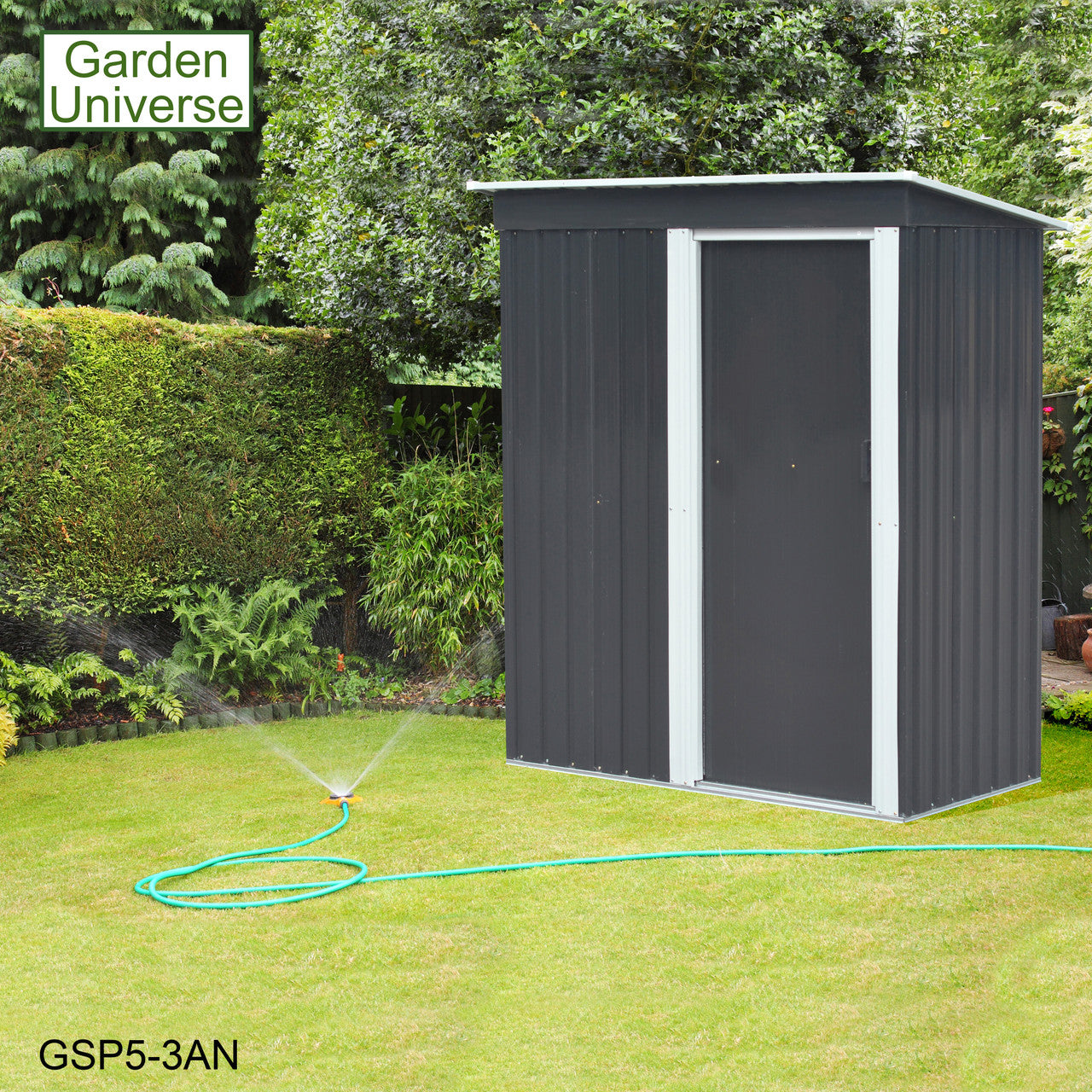 Metal Garden Shed 5' x 3' Storage in Anthracite with Base Frame GSP5-3AN