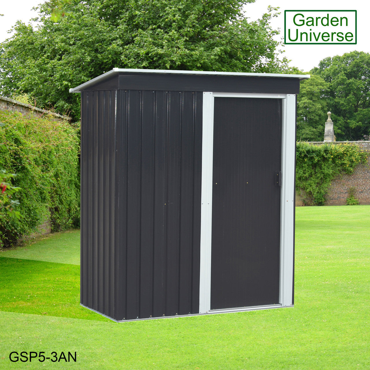 Metal Garden Shed 5' x 3' Storage in Anthracite with Base Frame GSP5-3AN