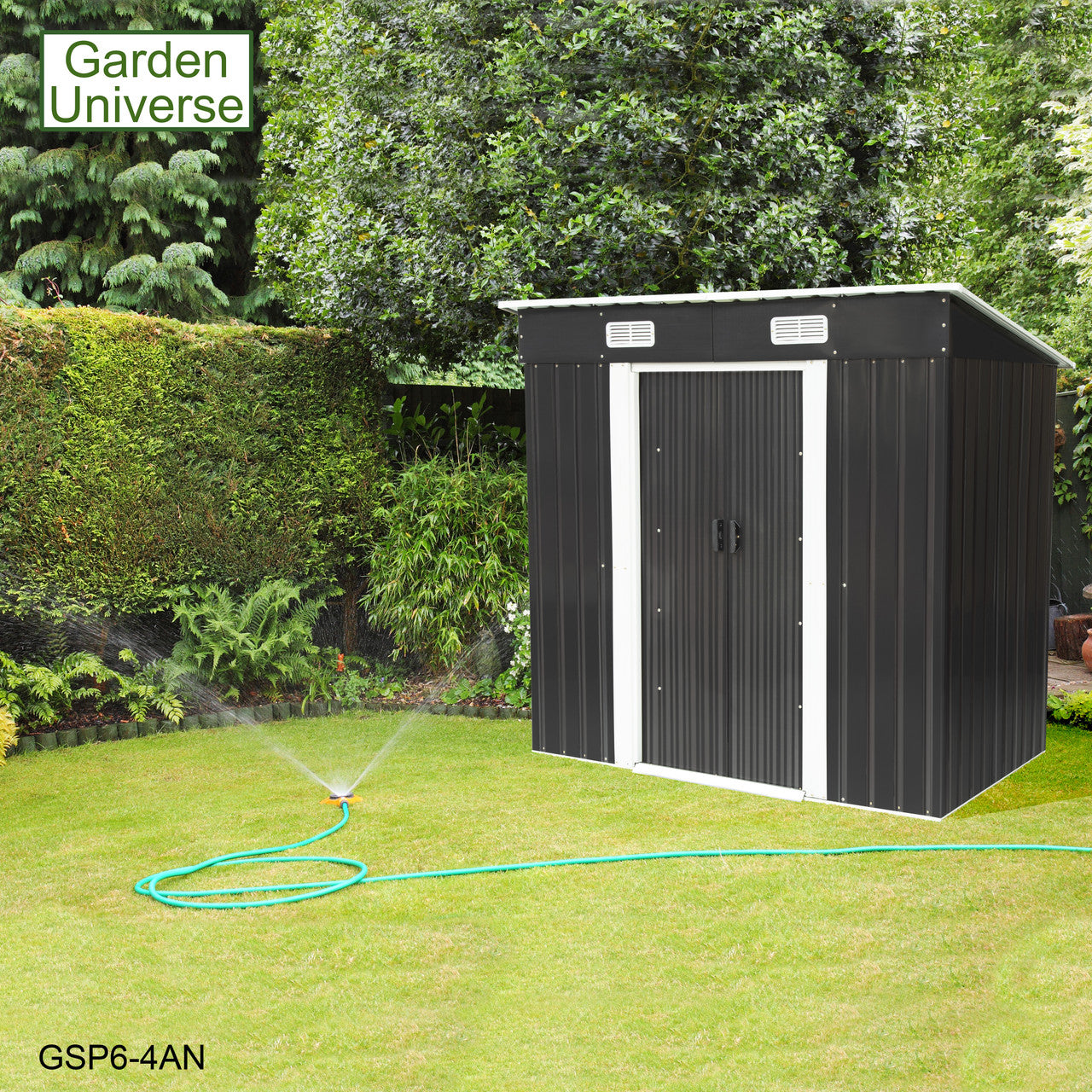 Metal Garden Shed 6' x 4' Storage in Anthracite with Base Frame GSP6-4AN