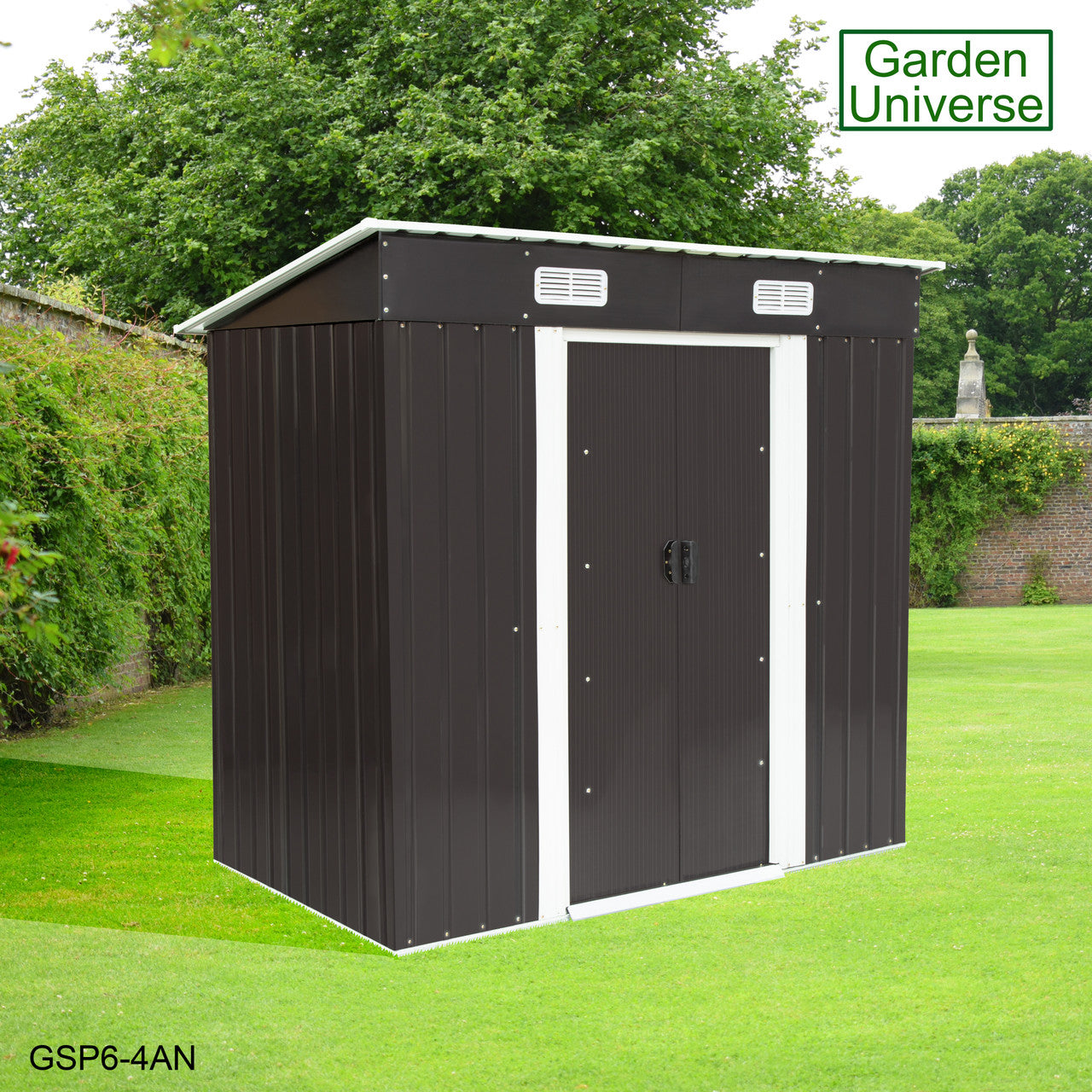 Metal Garden Shed 6' x 4' Storage in Anthracite with Base Frame GSP6-4AN