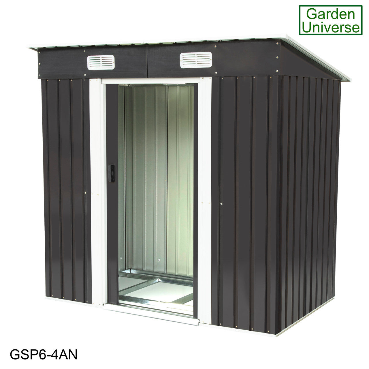 Metal Garden Shed 6' x 4' Storage in Anthracite with Base Frame GSP6-4AN