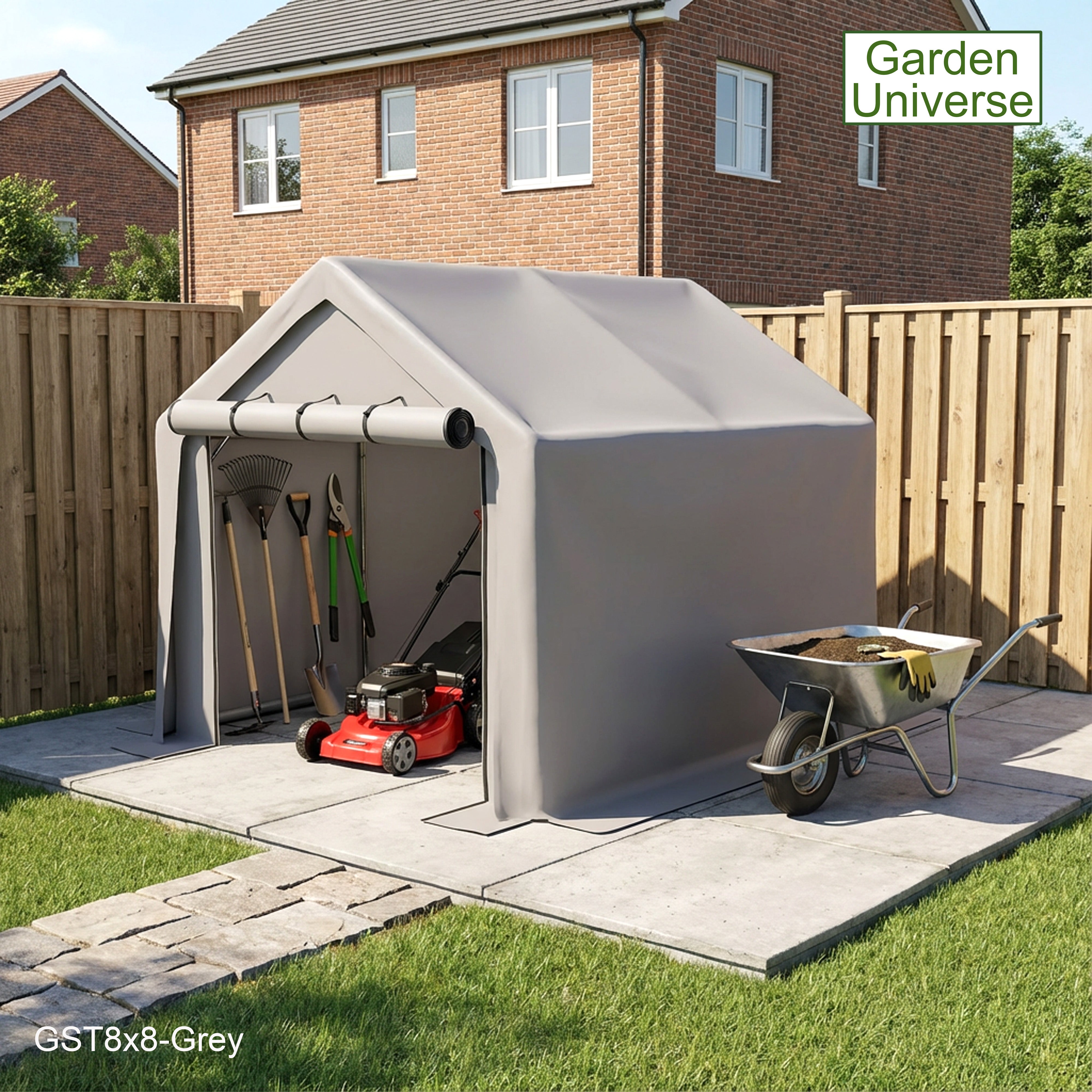 Storage Tent 8' x 8' Bike Store Motorbike Log Wheelie Bin Store GST8x8-Grey